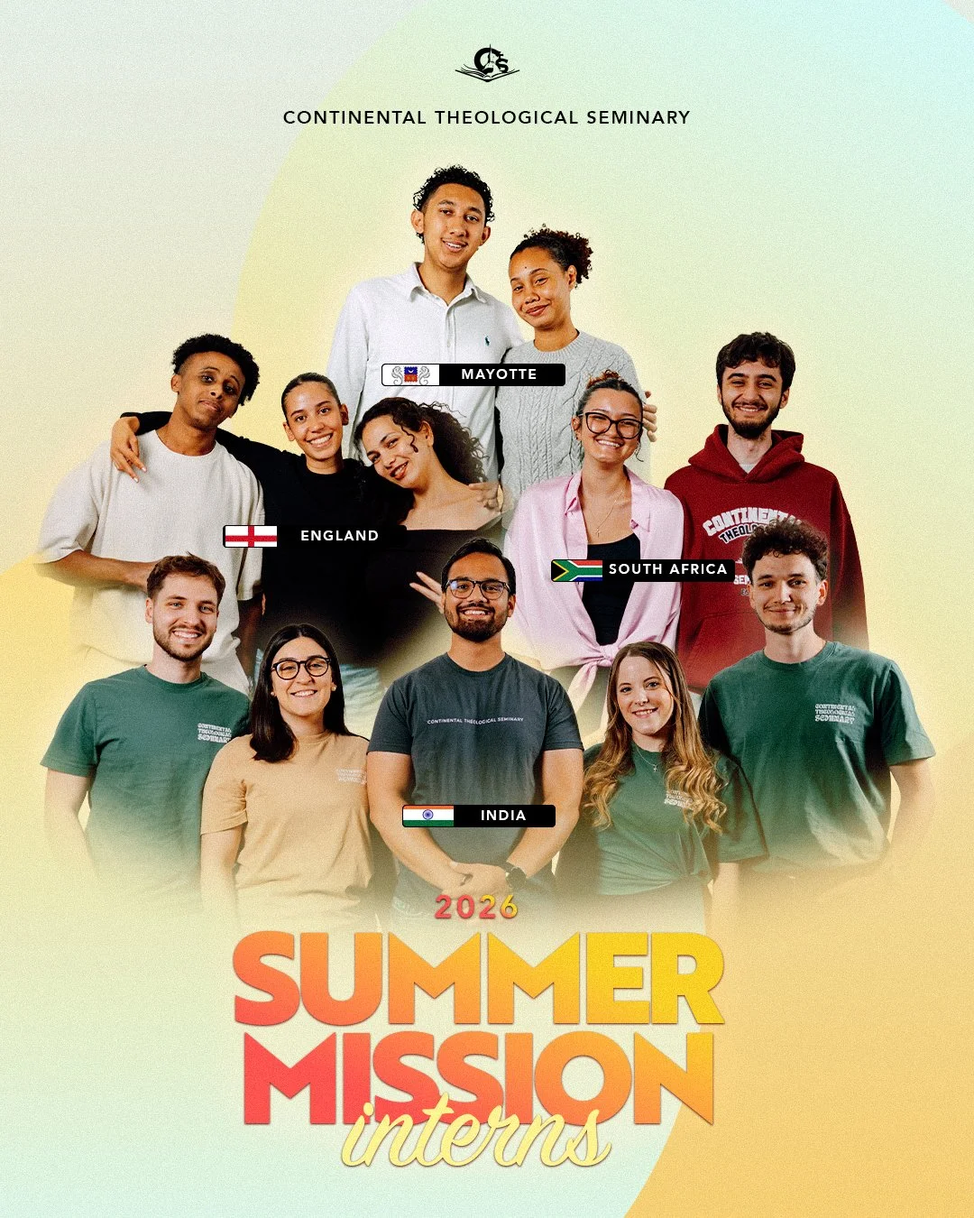 🇬🇧🌍✈️ Here they are &mdash; our CTS Summer Interns! 🙌🔥

United by one mission, these students are going into the nations (England, Mayotte, South Africa and India) to proclaim the Gospel of our Lord Jesus Christ both in word and in action. 📖❤️ 