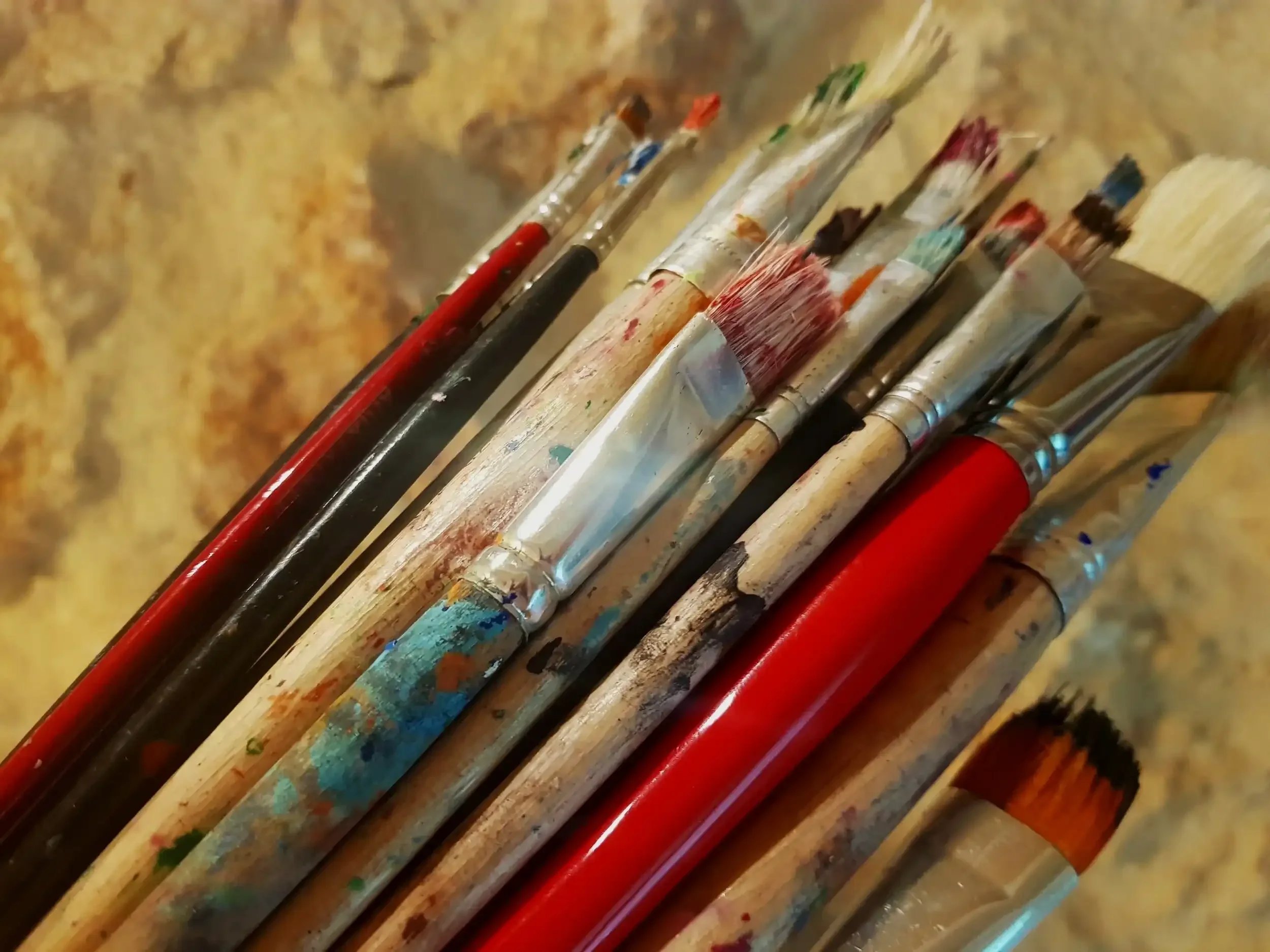 used brushes in art studio Jonas Skov