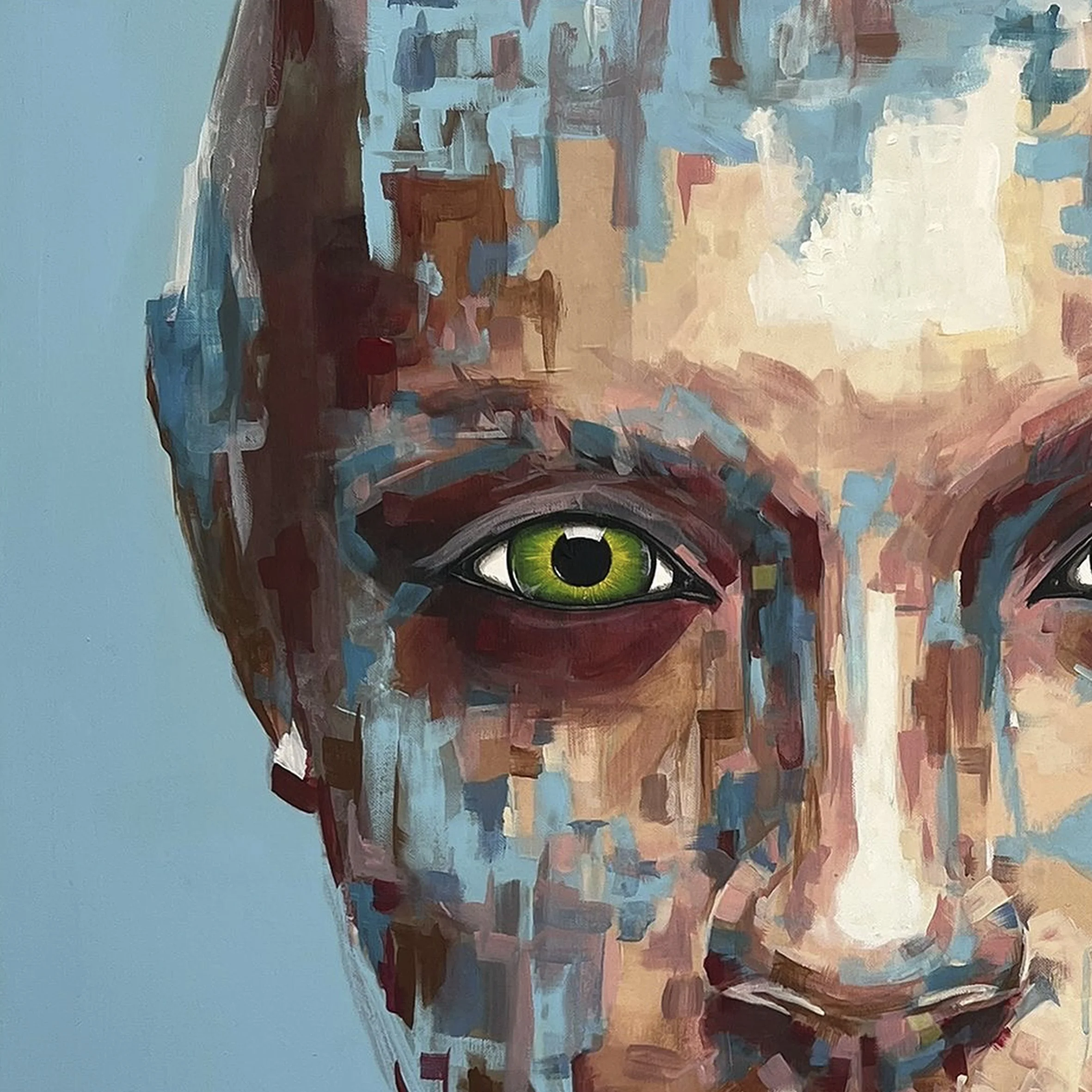 amazing close up of original acrylic painting by danish artist Jonas Skov
