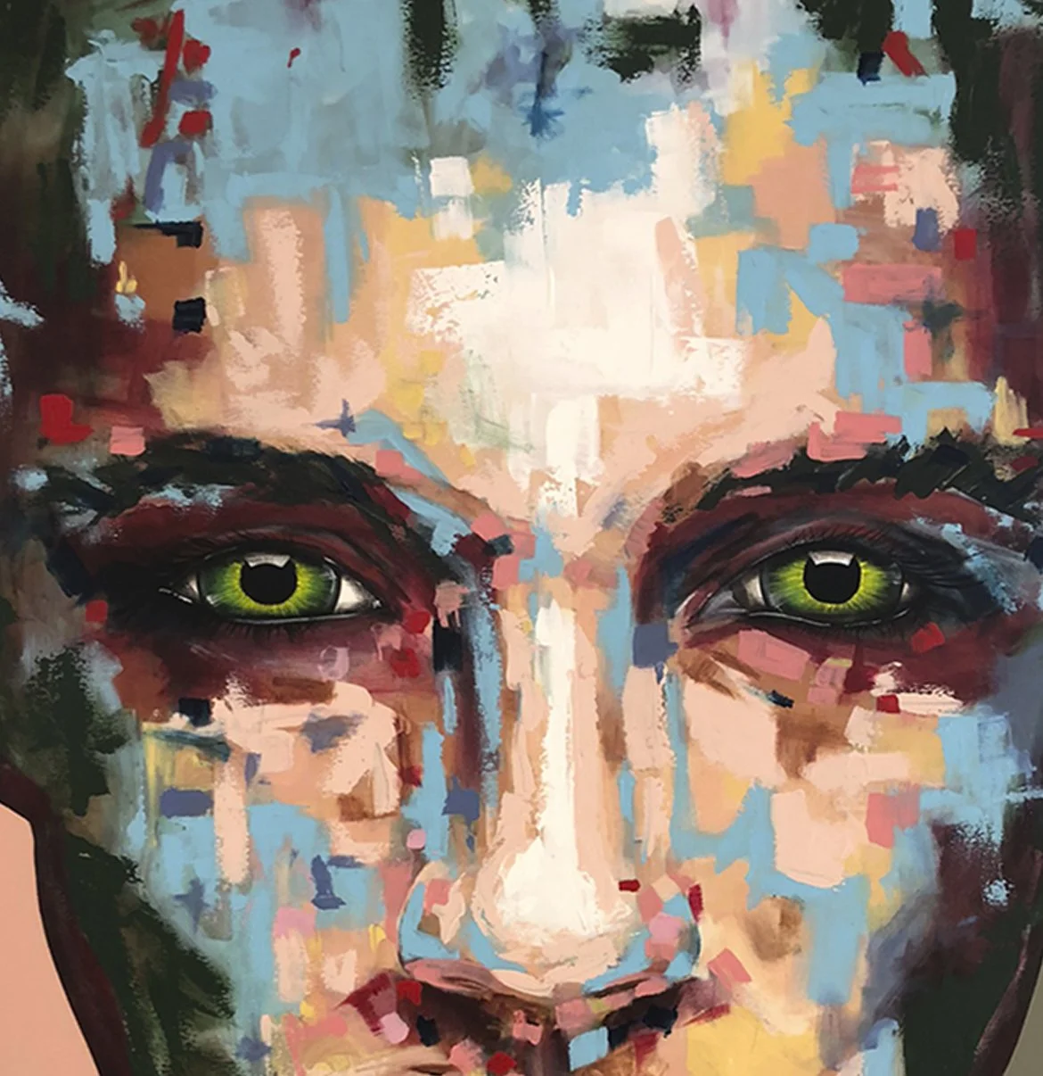 close up on acrylic painted eyes