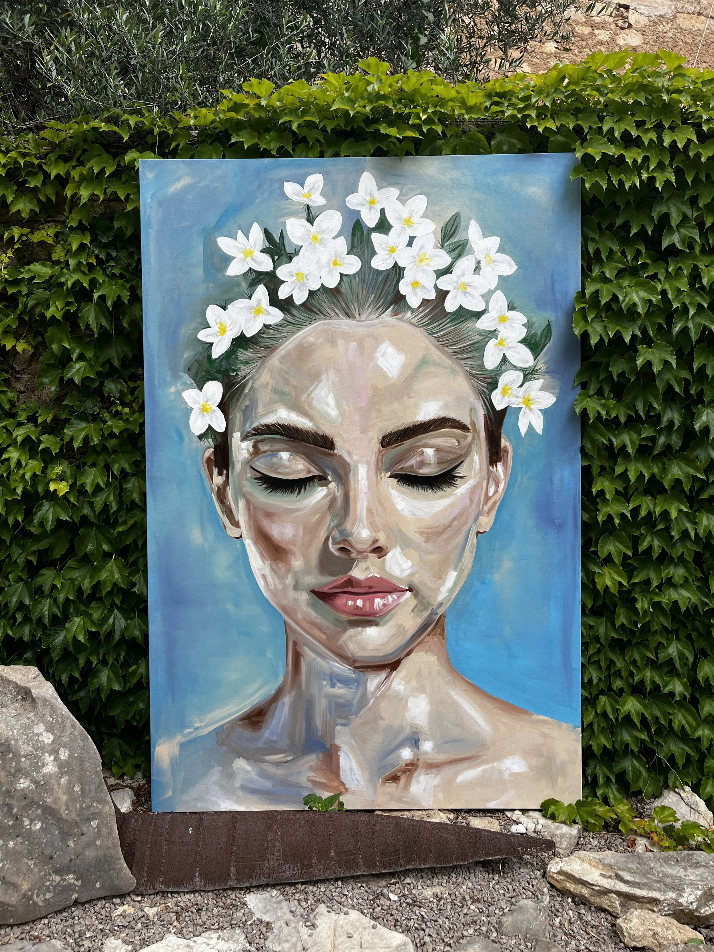 painting of Jonas Skov in a garden