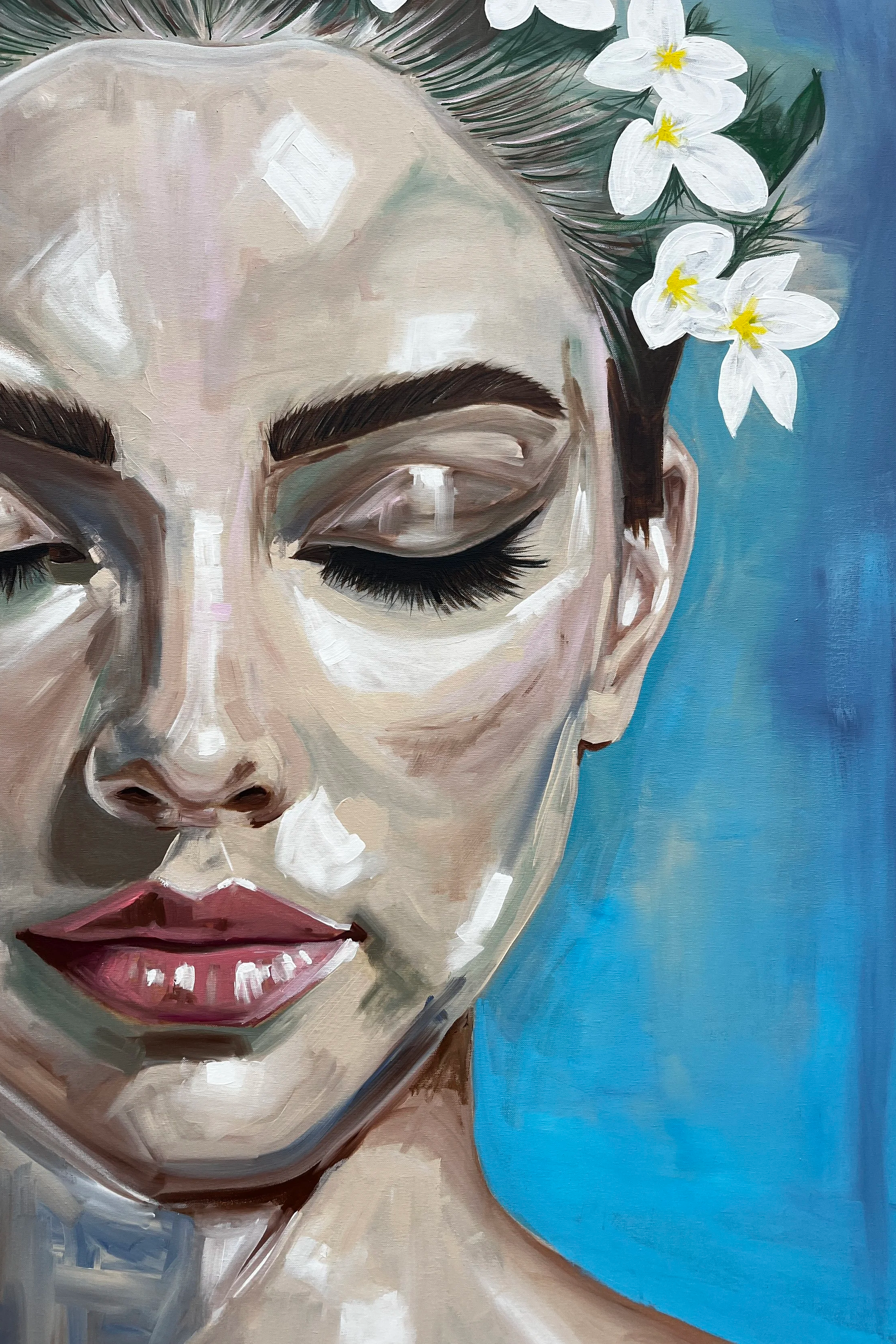 zoom in on beautiful acrylic painting of Mallorca Artist Jonas Skov