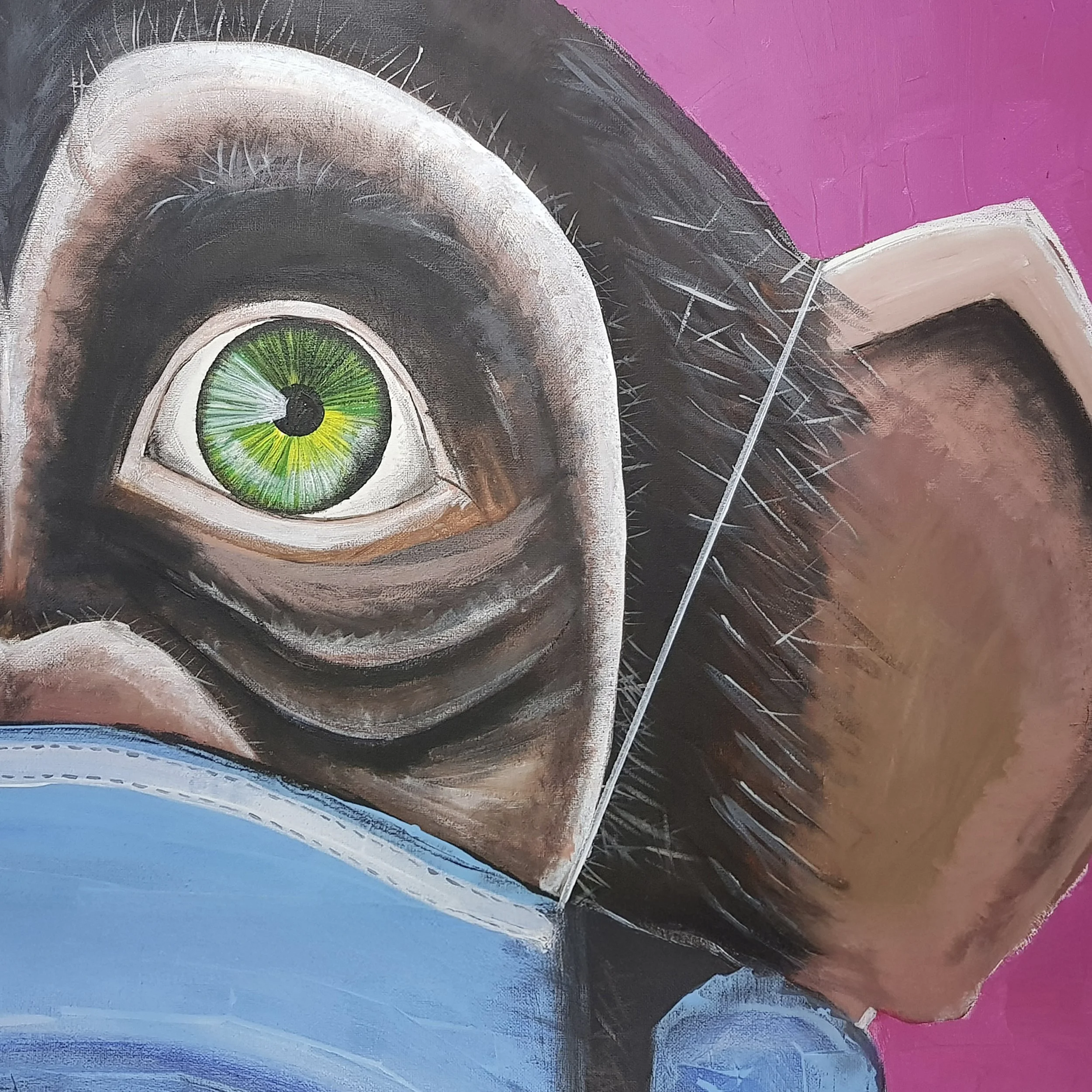 close up on eye of the art print “The Great Human” by Jonas Skov, gallery-quality acrylic, limited edition for collectors