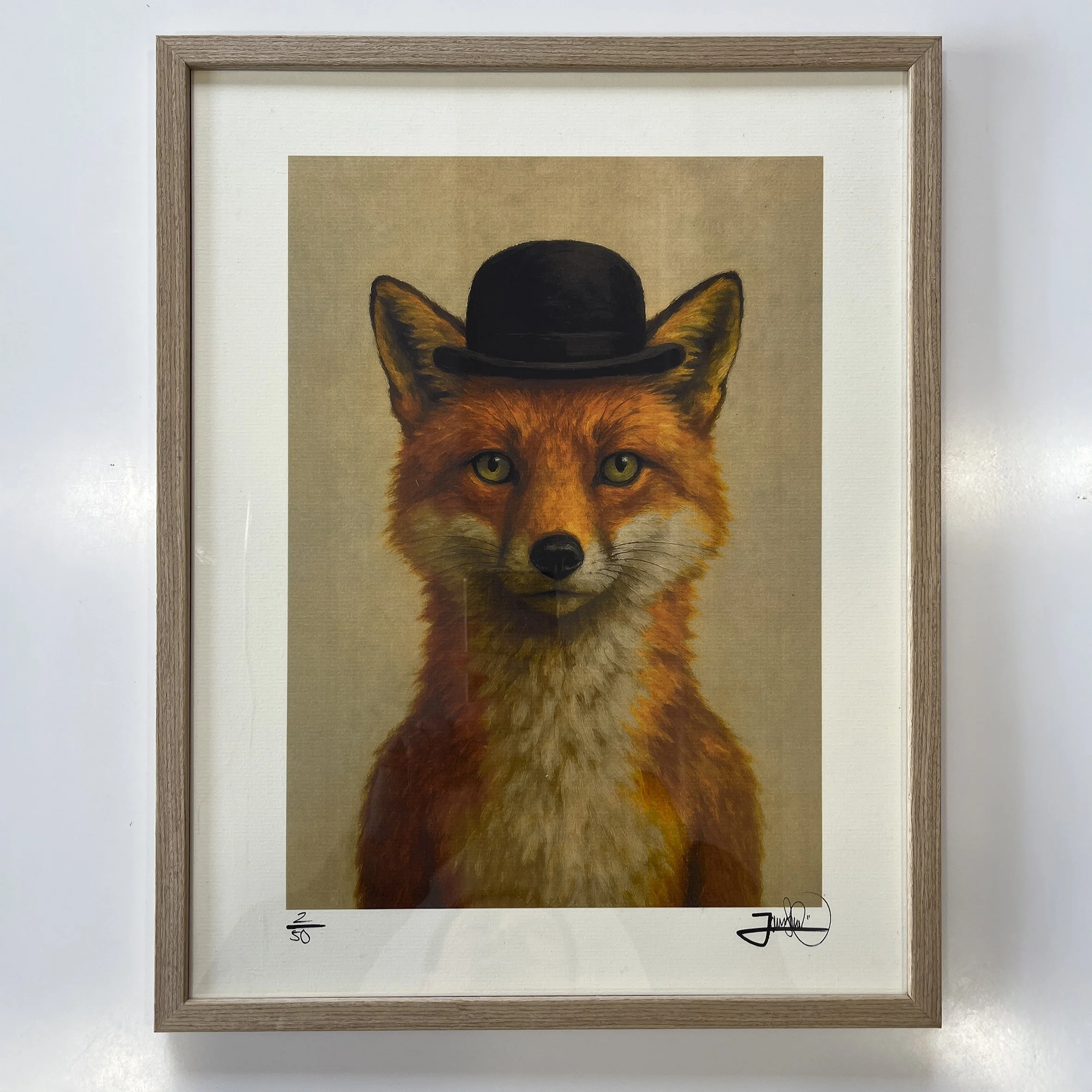 Macro close-up of the edition number in the corner of an art print, highlighting paper texture and print detail, fine wall art from original paintings, premium art prints for collectors and interiors.