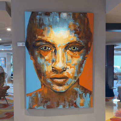 original acrylic painting by danish artist Jonas Skov hanging at a client