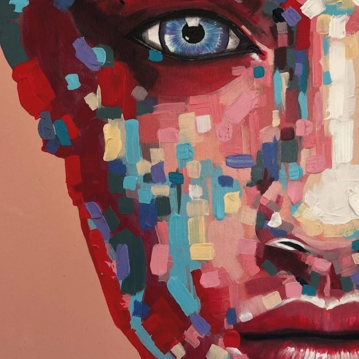 cool close up on Orginal Acrylic painting by Danish Jonas Skov In Mallorca