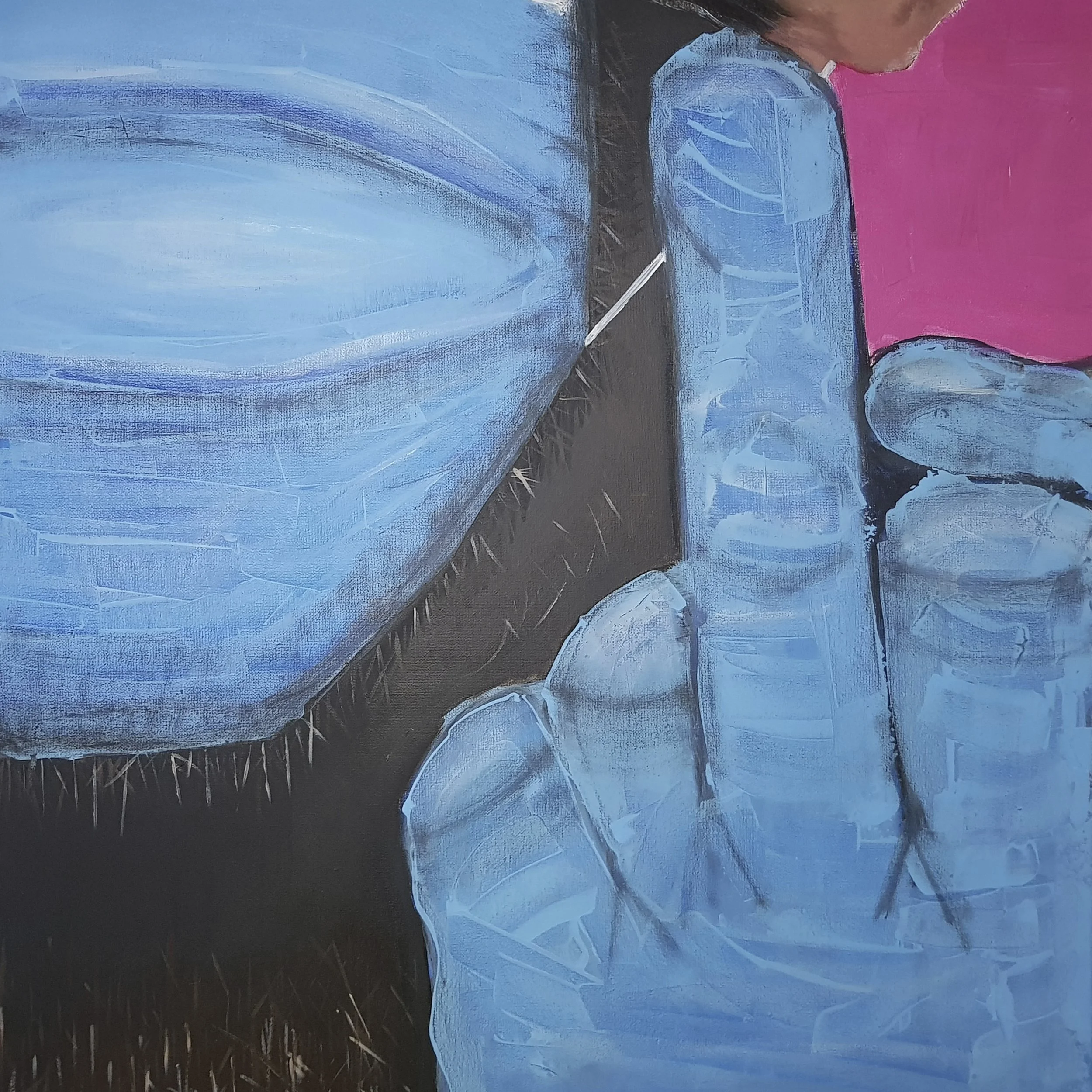 close up on signed art print “The Great Human” by Jonas Skov, gallery-quality acrylic, limited edition for collectors