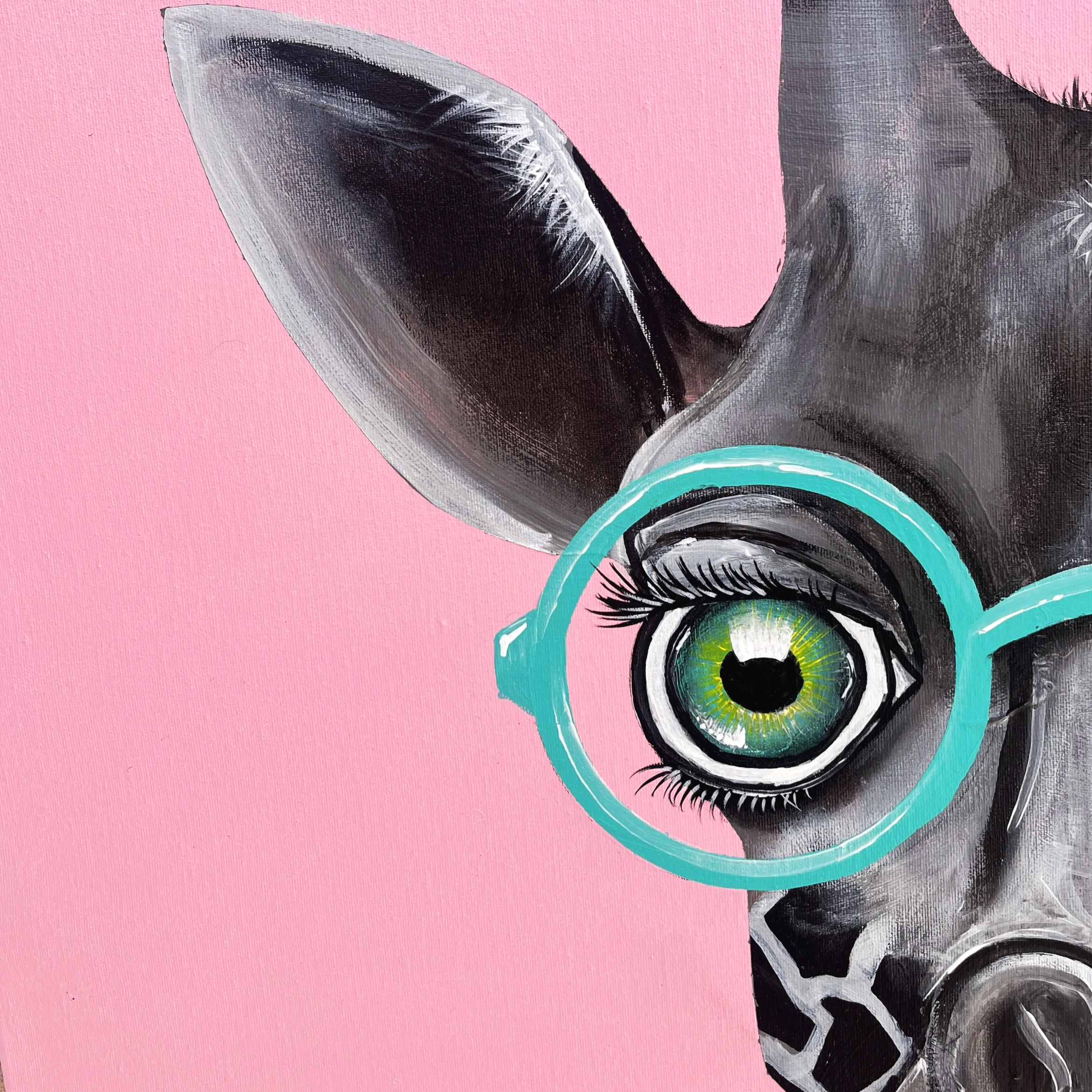 zoom in on original acrylic animal painting by danish artist Jonas Skov