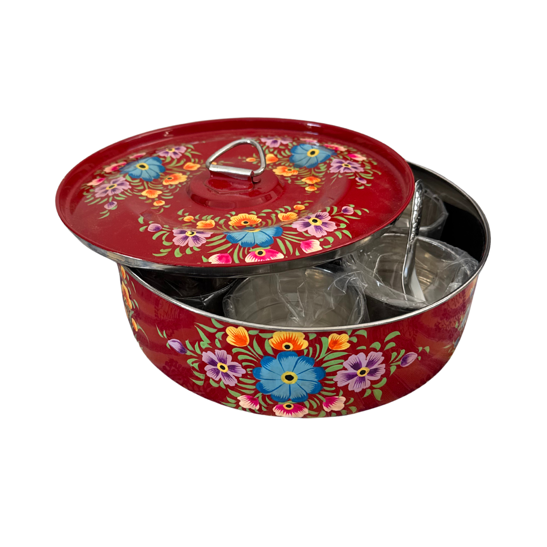 Red Floral Spice Tin