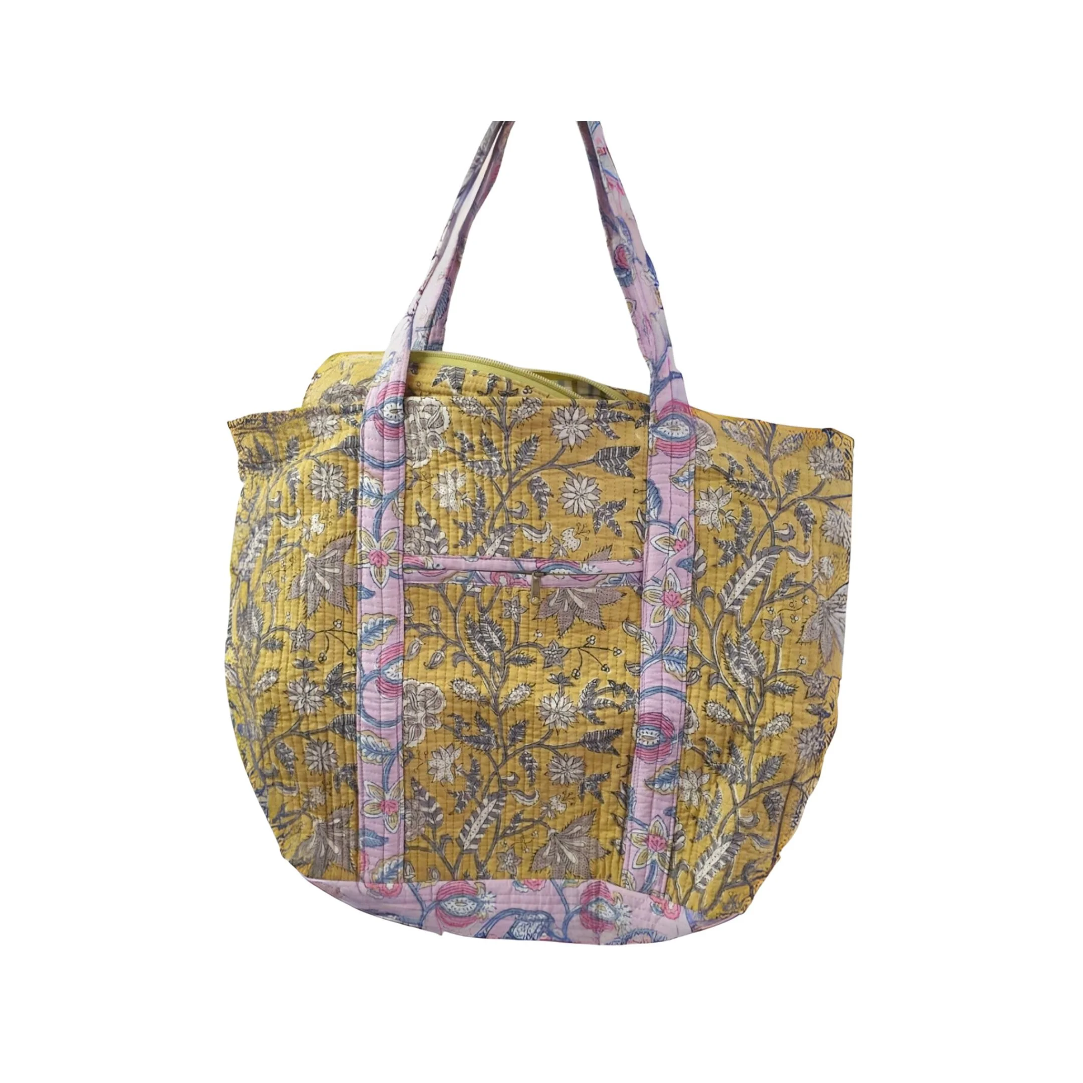 Large Yellow Quilted Cotton Bag