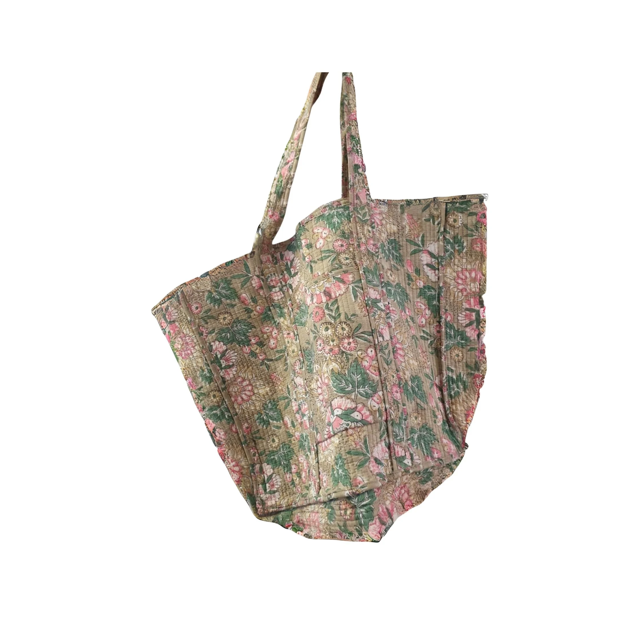 Large Green Quilted Cotton Bags