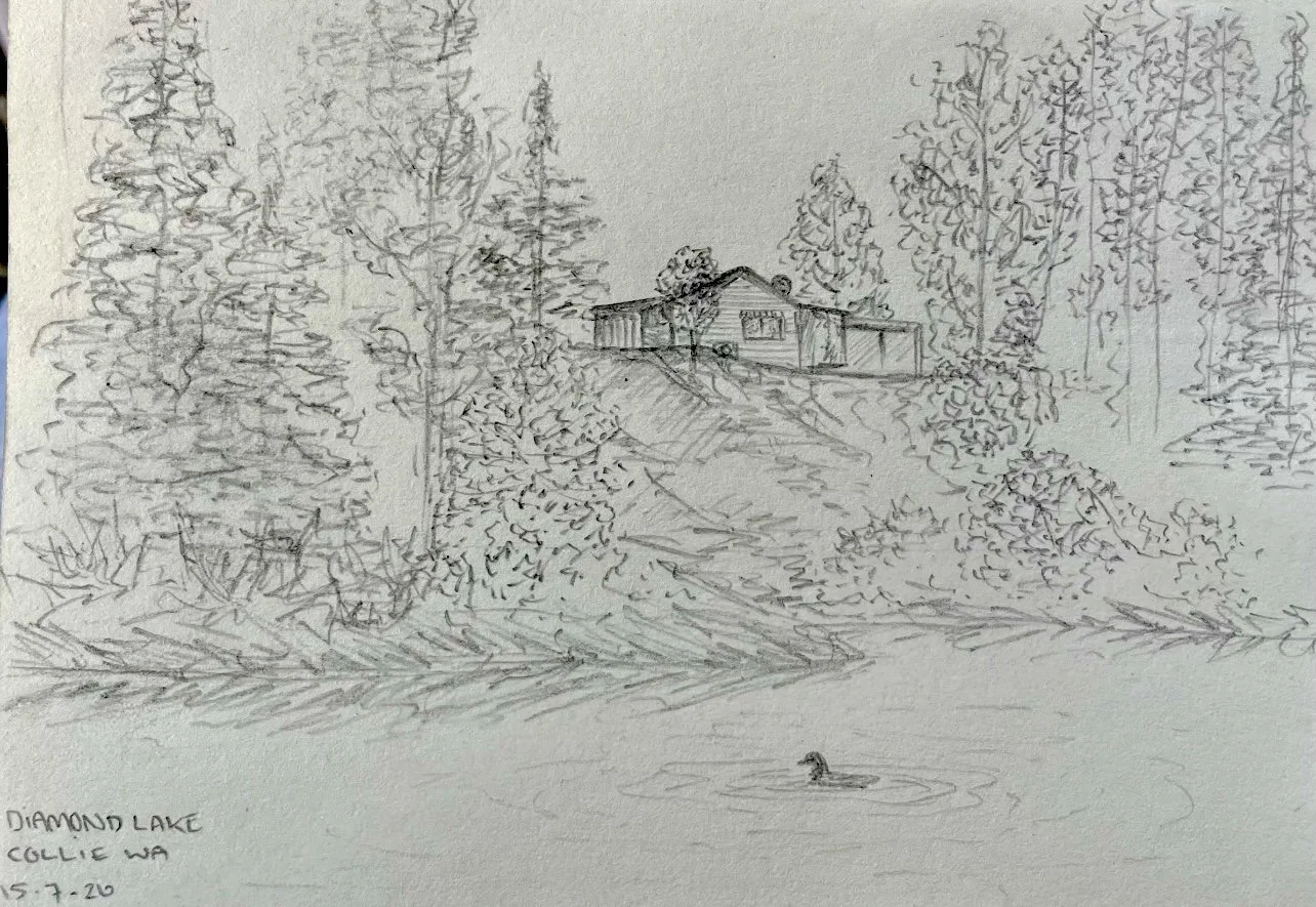 ‘Diamond Lake’ graphite on paper