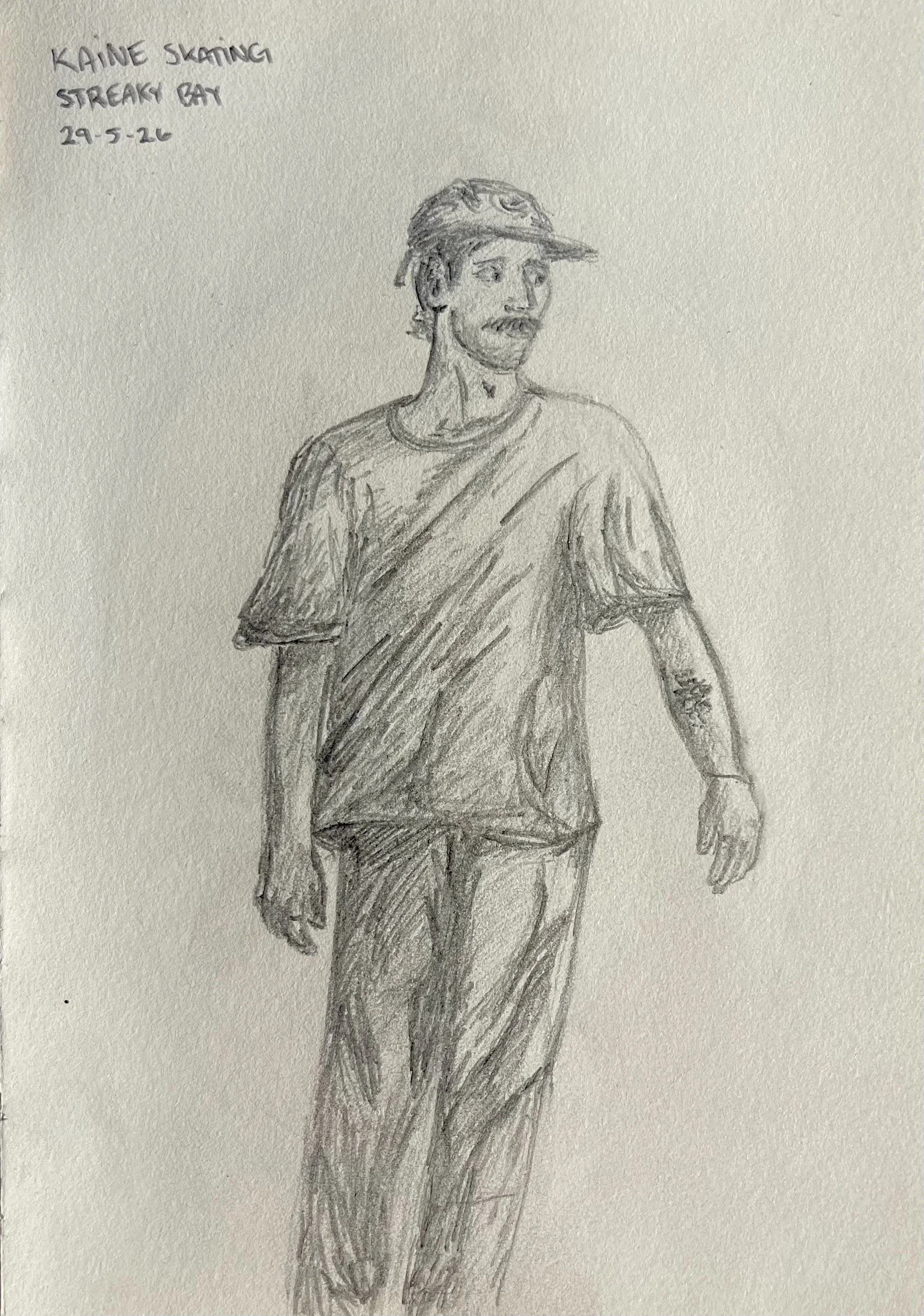 ‘Kaine Skating Streaky Bay’ graphite on paper