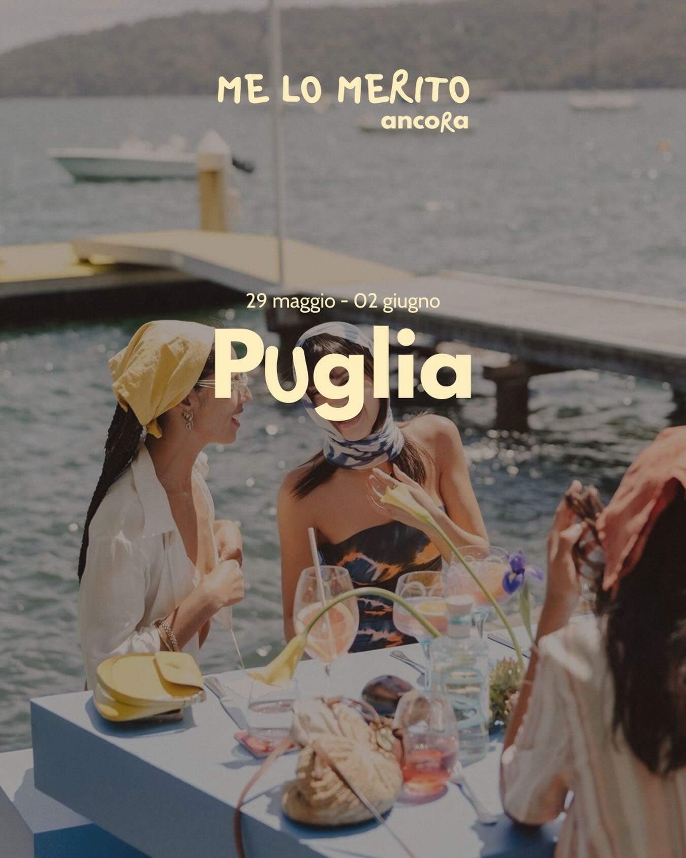 Torniamo in Puglia 🌞
Dal 29 maggio al 2 giugno, tra il verde degli ulivi e il blu del mare.
Nasce Me lo merito ancora, uno spin off pensato per una fase diversa della vita, ma con la stessa idea di sempre &mdash; stare bene, stare insieme, stare al 