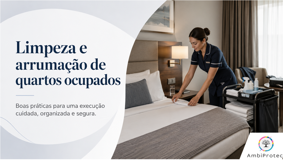 Limpeza e arrumação de quartos ocupados: organização, higiene e segurança na execução