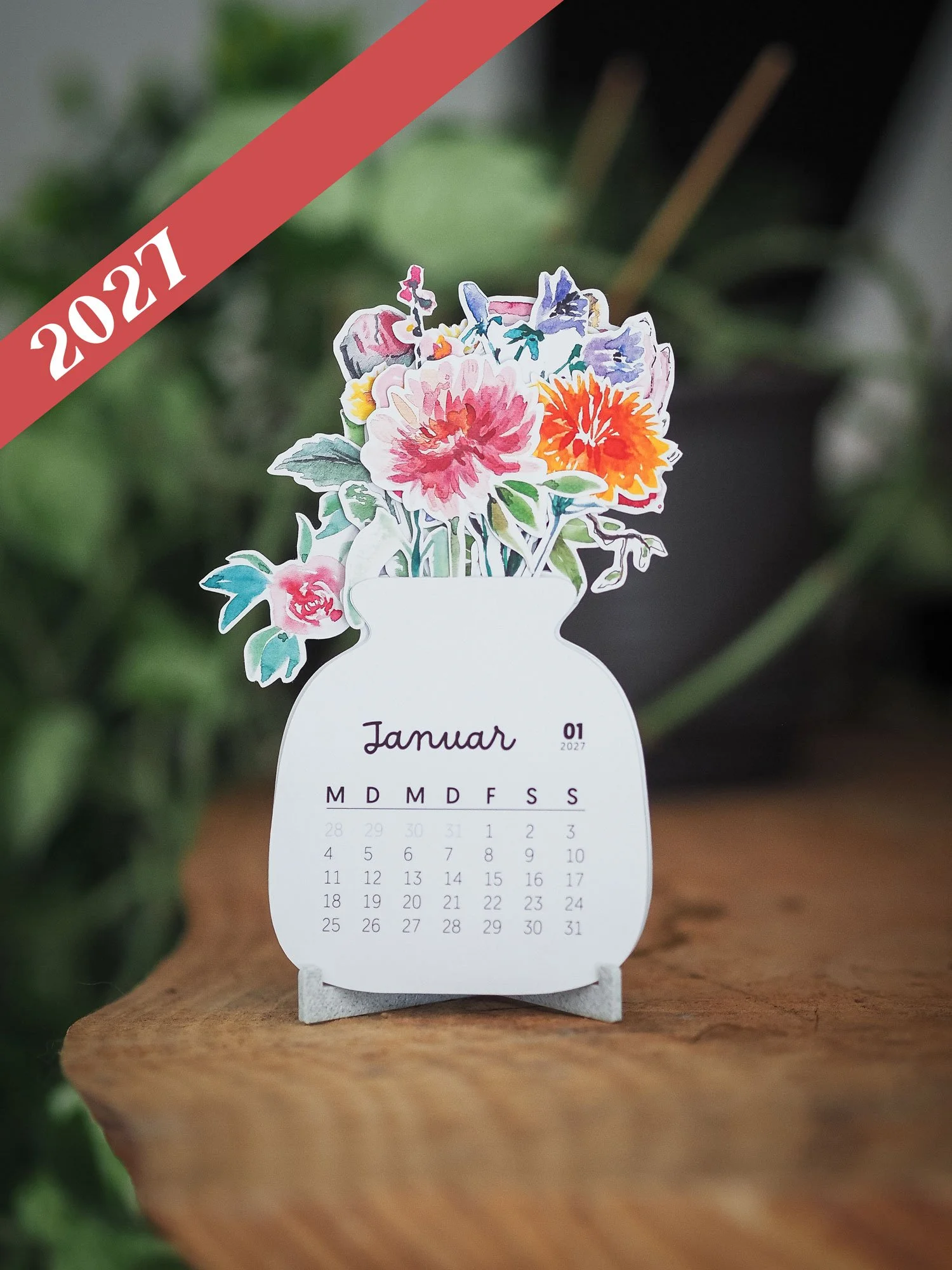 Aquarell Blumen Mini Tischkalender 2027