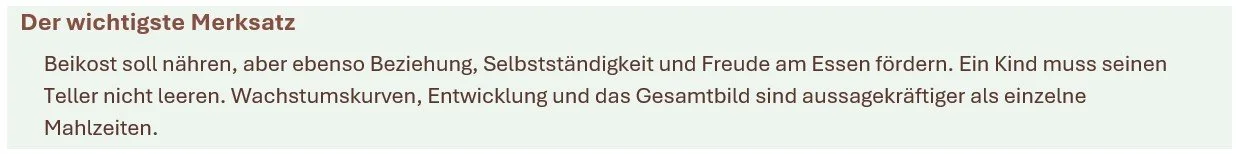 Textblock mit Überschrift "Der wichtigste Merksatz" und Inhalt in deutscher Sprache