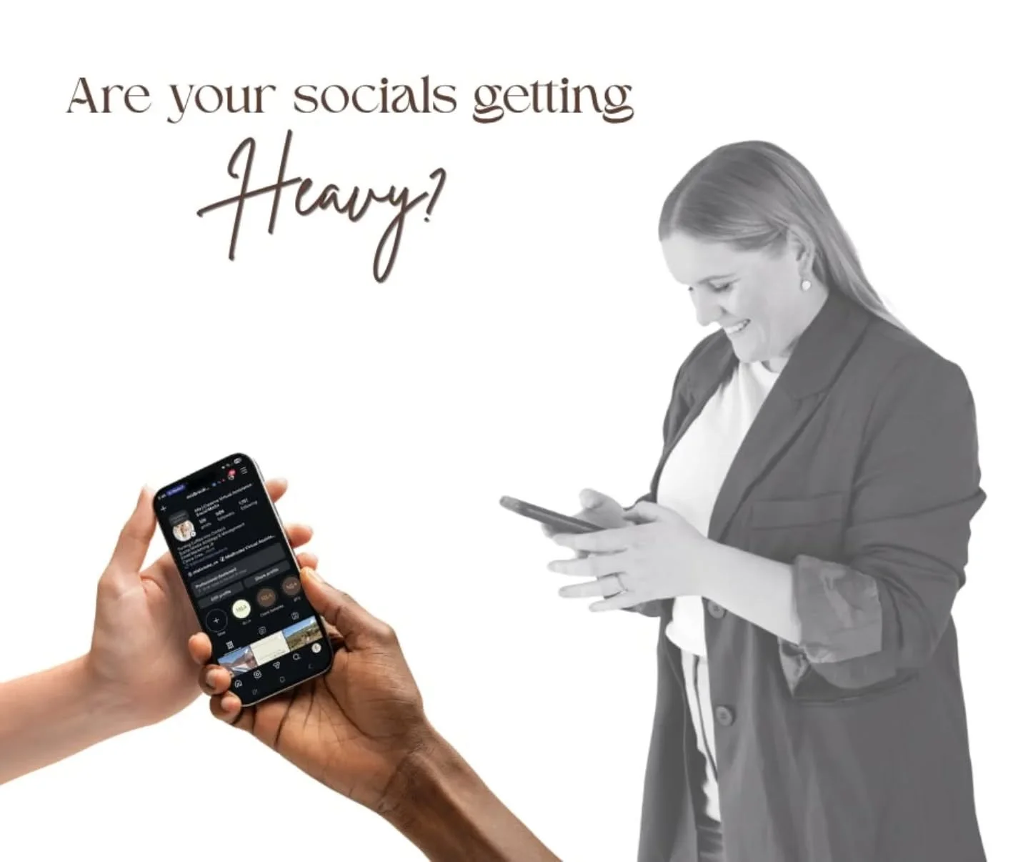 If your socials feel heavy&hellip;

You&rsquo;re probably doing too much alone.

Strategy | Content | Design | Scheduling | Engagement | 

It&rsquo;s not meant to sit on one person&rsquo;s shoulders.

You don&rsquo;t have to carry it all 🤍

DM or em