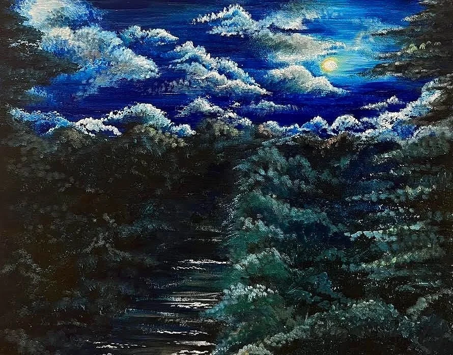 Night, Oil on canvas board, 2022