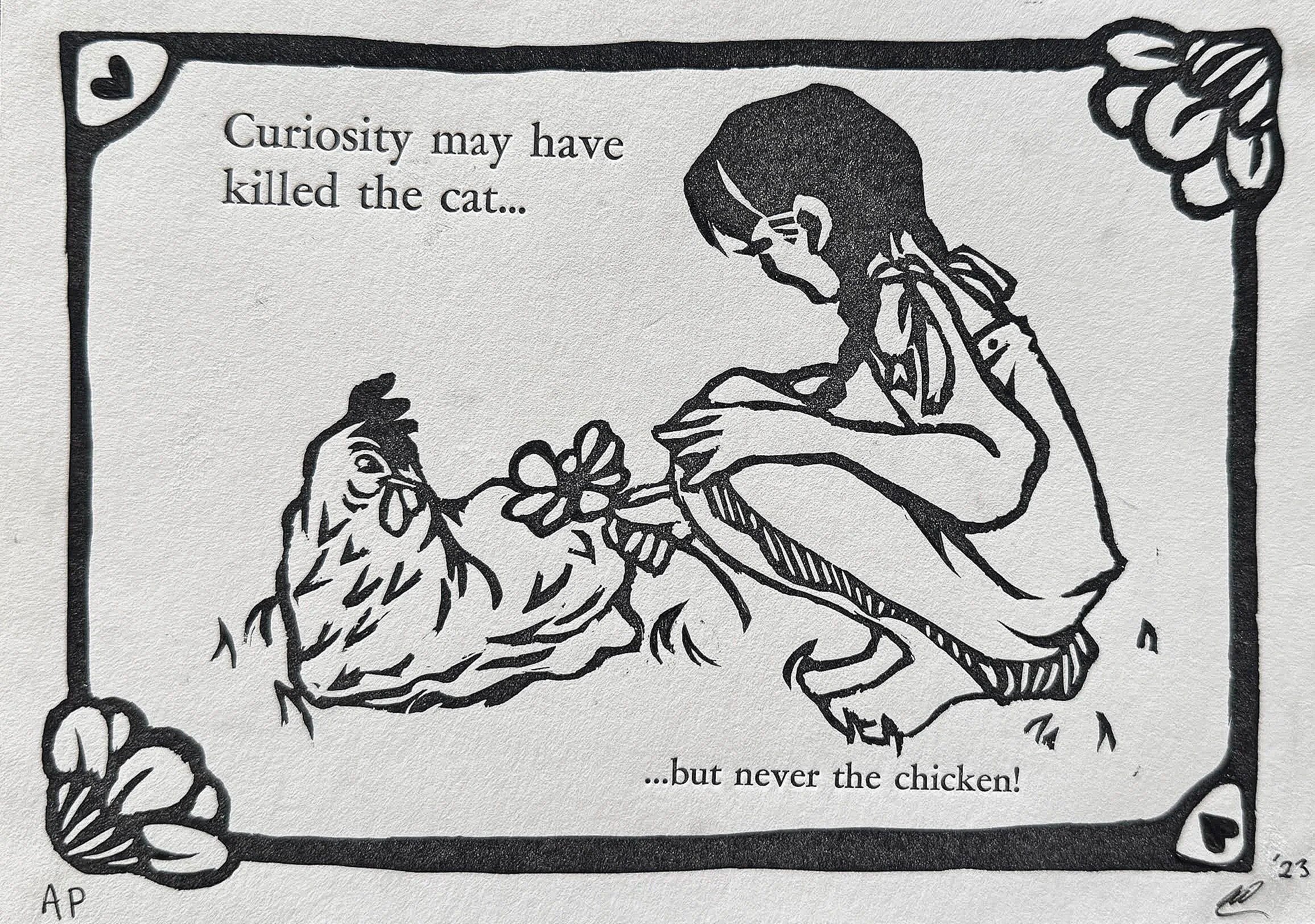 Never The Chicken, Letterpress + Woodcut relief (Artist's proof), 2023