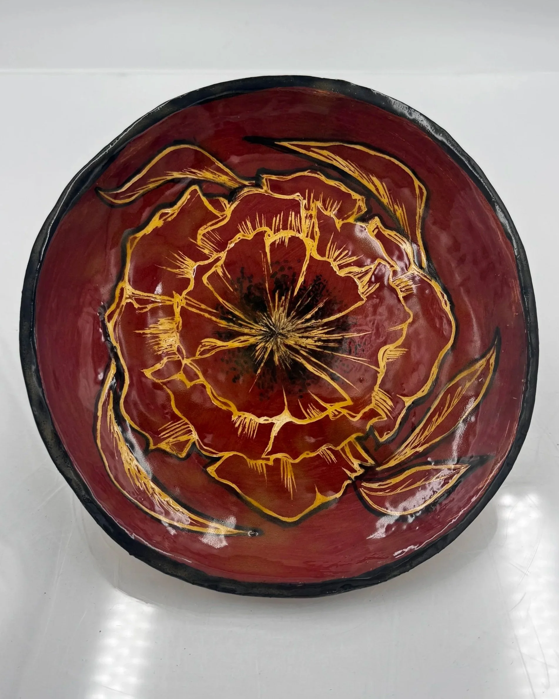 Flower Plate 2, Glazed Italian terracotta, 2025