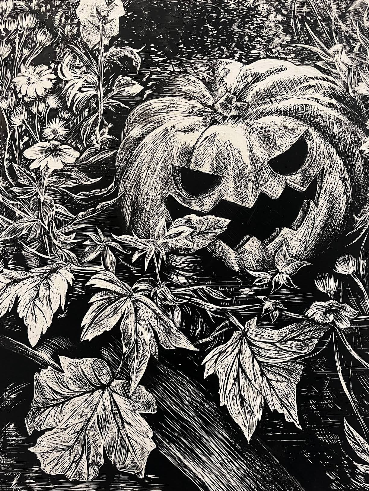 The Great Pumpkin, Scratchboard, 2023