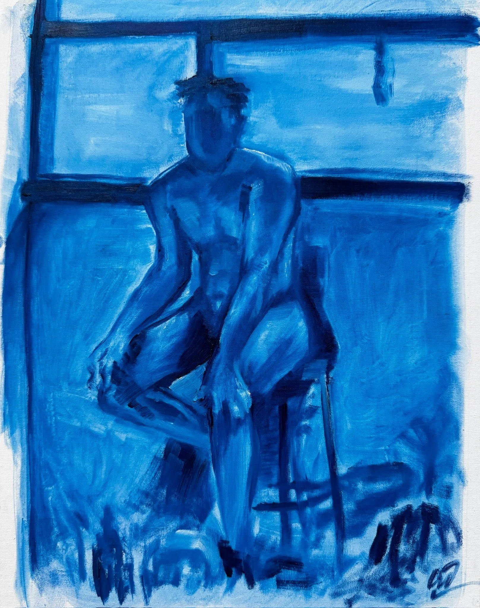 Phthalo Figure 3, Oil on paper, 2024
