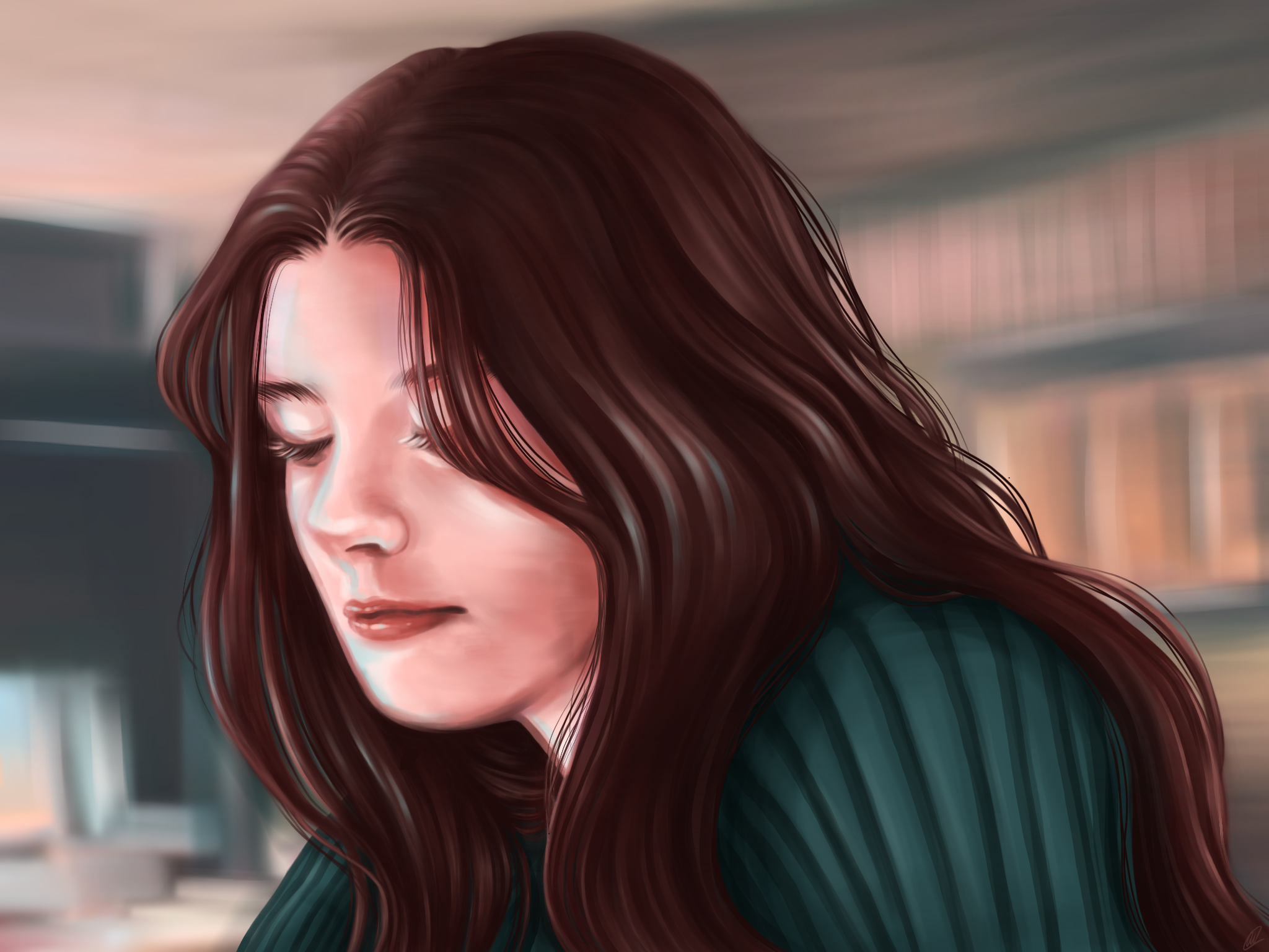 Sarah at Commons, Digital drawing, 2022