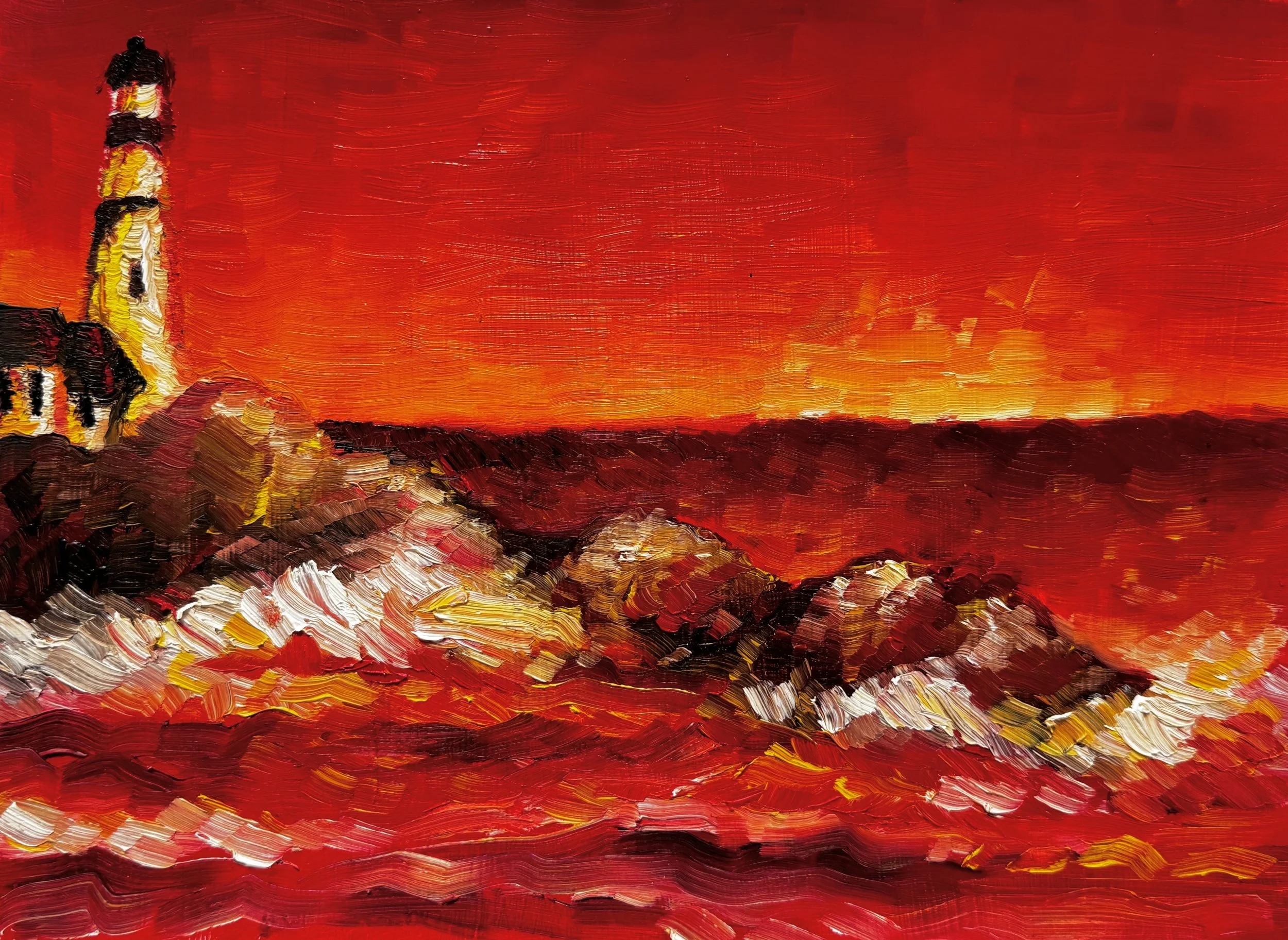 Portland Head Lighthouse Study 2, Oil on paper, 2024