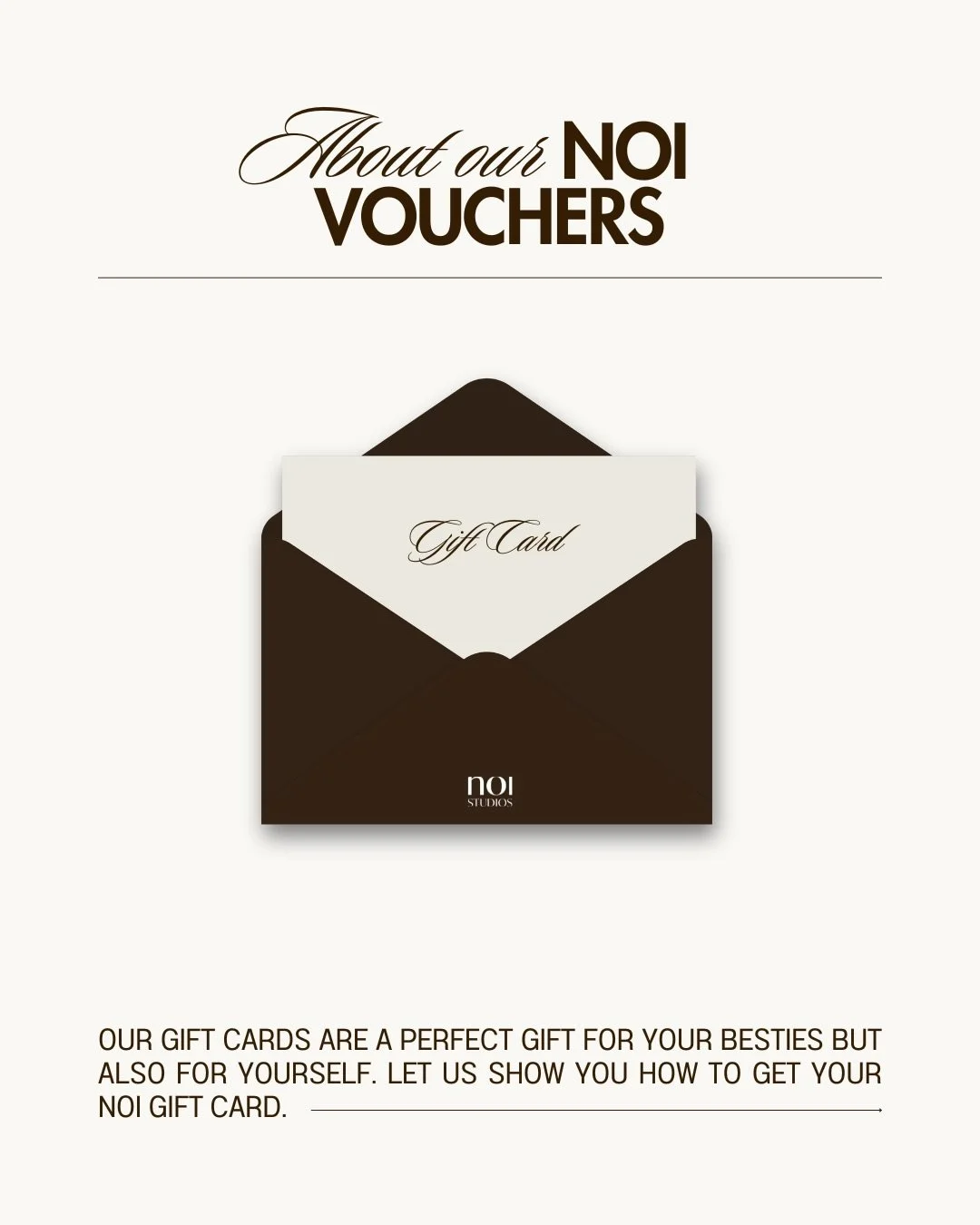 Give the gift of movement 🤎
NOI Gift Cards are now available.

#NOIStudios #GiftOfMovement #MoveWithNOI