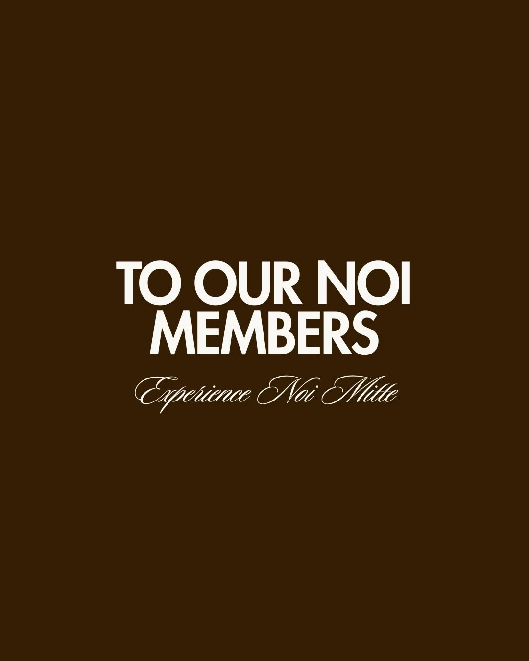 For our NOI members ✨

As a thank you for being part of our community, we&rsquo;re inviting you to experience our new Mitte space on us.

All active members will receive one complimentary class.

Your personal code will be sent via email soon. 

We c