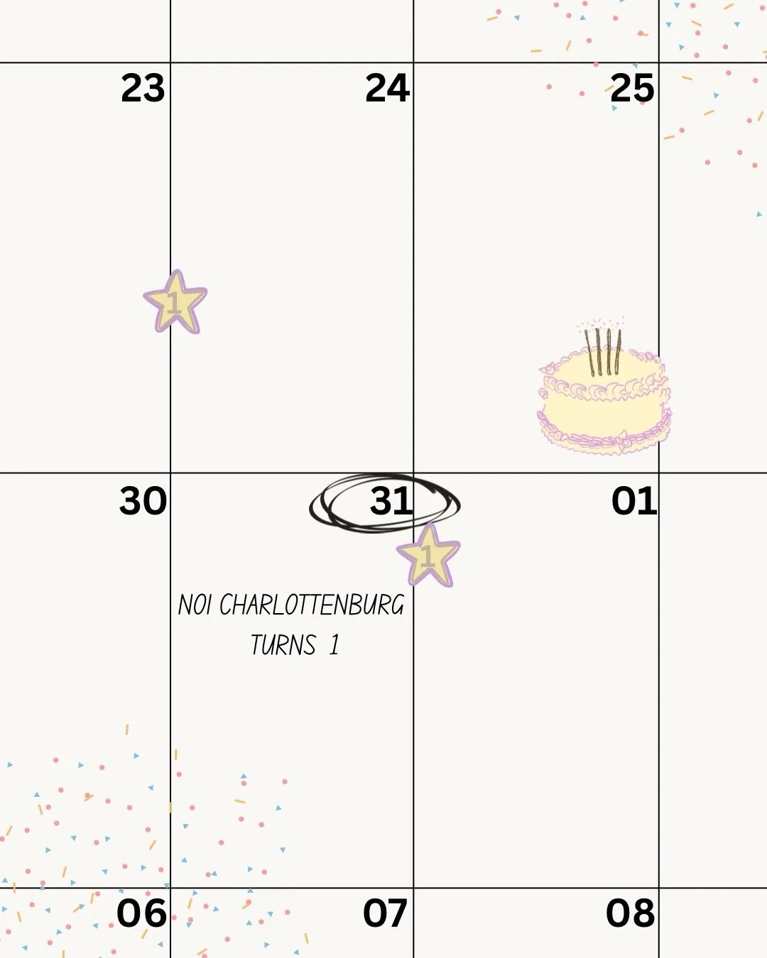 NOI CHARLOTTENBURG IS TURNING 1 🎂

Almost a year ago, we opened our doors in Charlottenburg and what a year it has been. 

We are so grateful for every single one of you who has shown up, sweated, laughed, and helped shape what NOI has become. This 