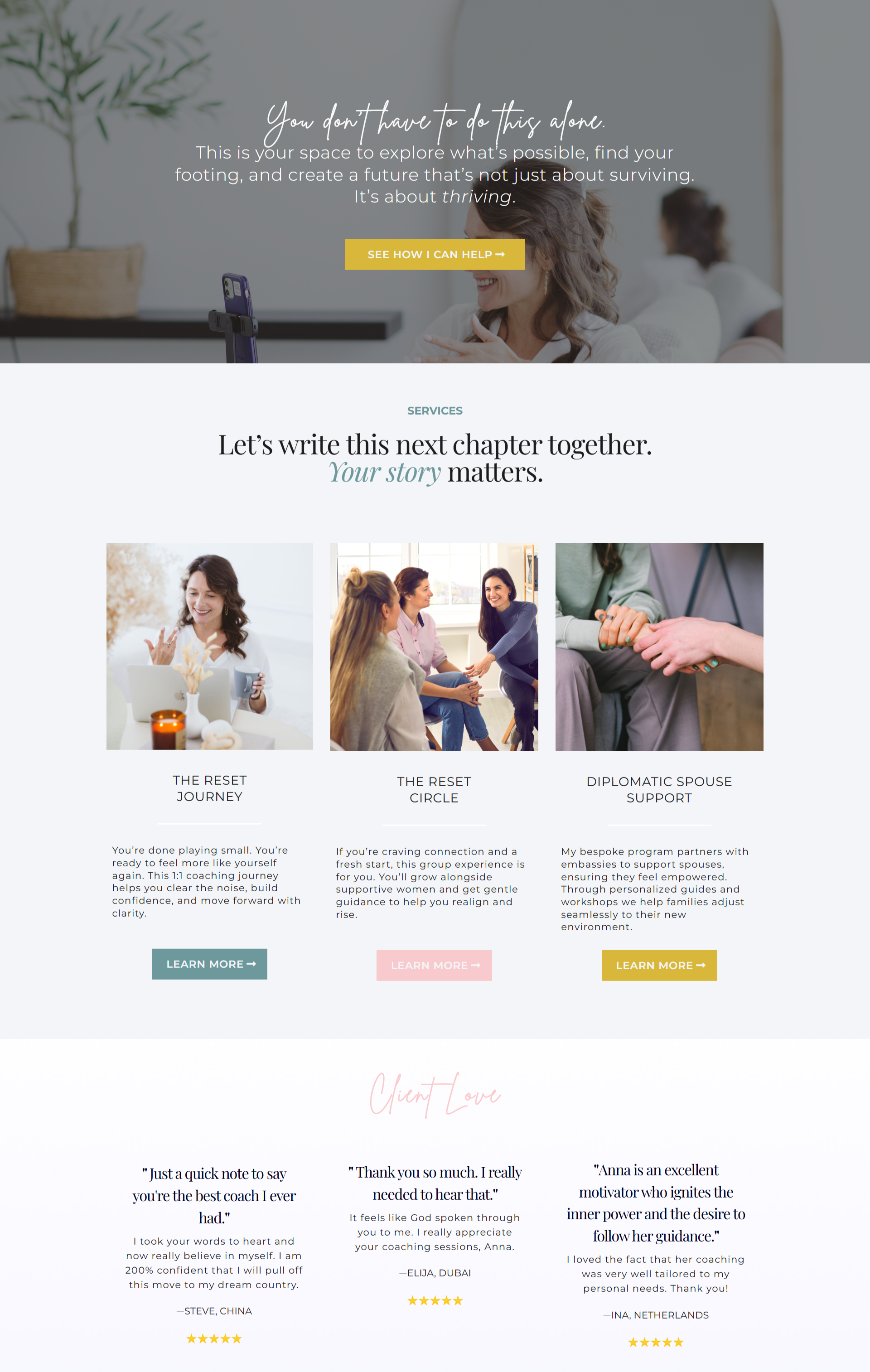 Website homepage of Not Just A Spouse