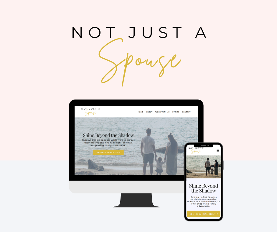 Desktop and mobile view of Not Just A Spouse website created by Ara Alfaro