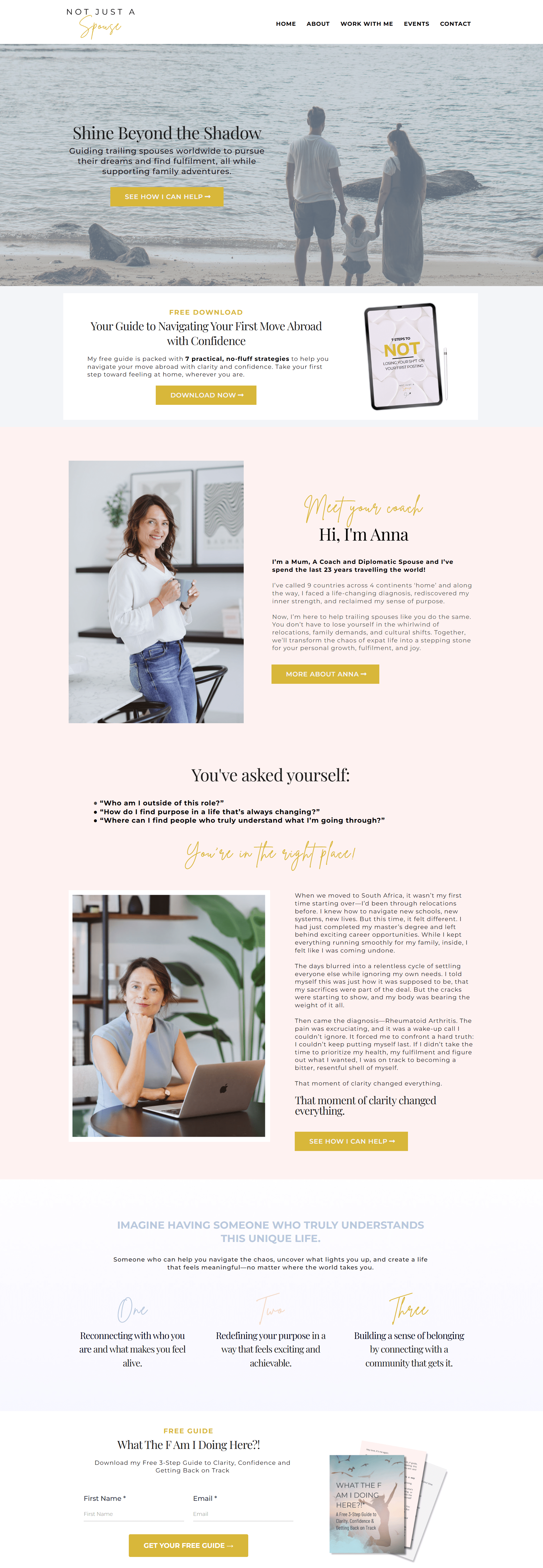 Website homepage of Not Just A Spouse