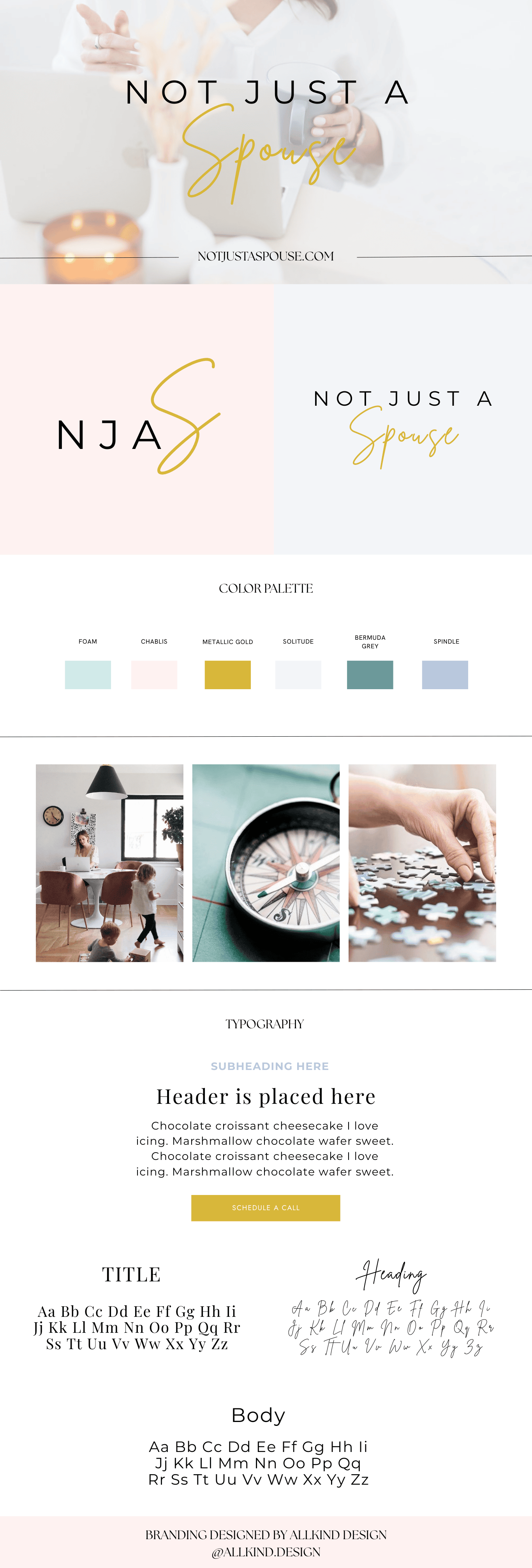 Branding and color palettes of Not Just A Spouse