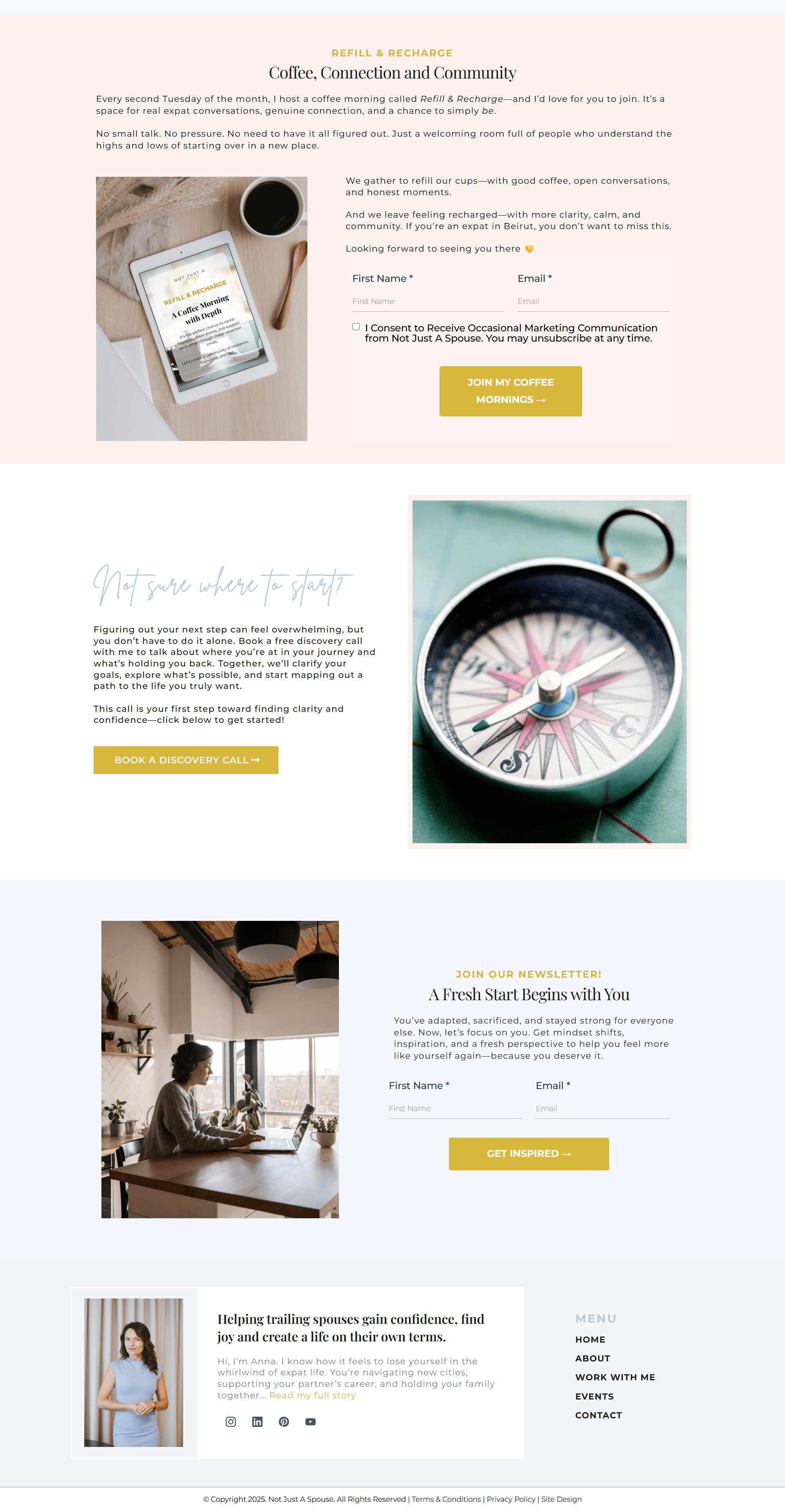 Website homepage of Not Just A Spouse