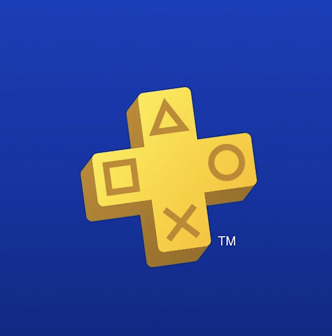 A yellow cross-shaped game controller button with PlayStation symbols on a blue background.