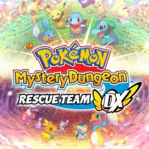 Cover art for Pokémon Mystery Dungeon: Rescue Team DX featuring various Pokémon characters and the game's logo.