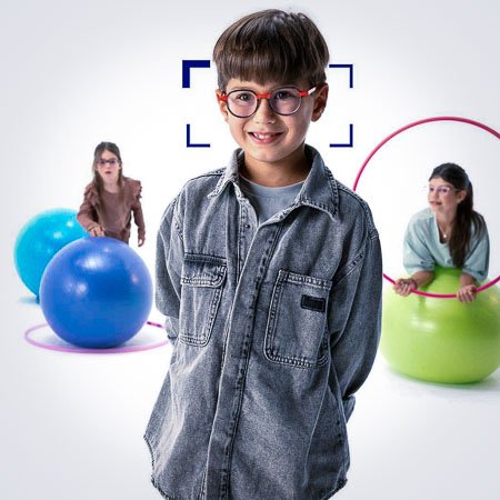 A young myopic boy wearing ZEISS Myocare spectacle lenses in his glasses