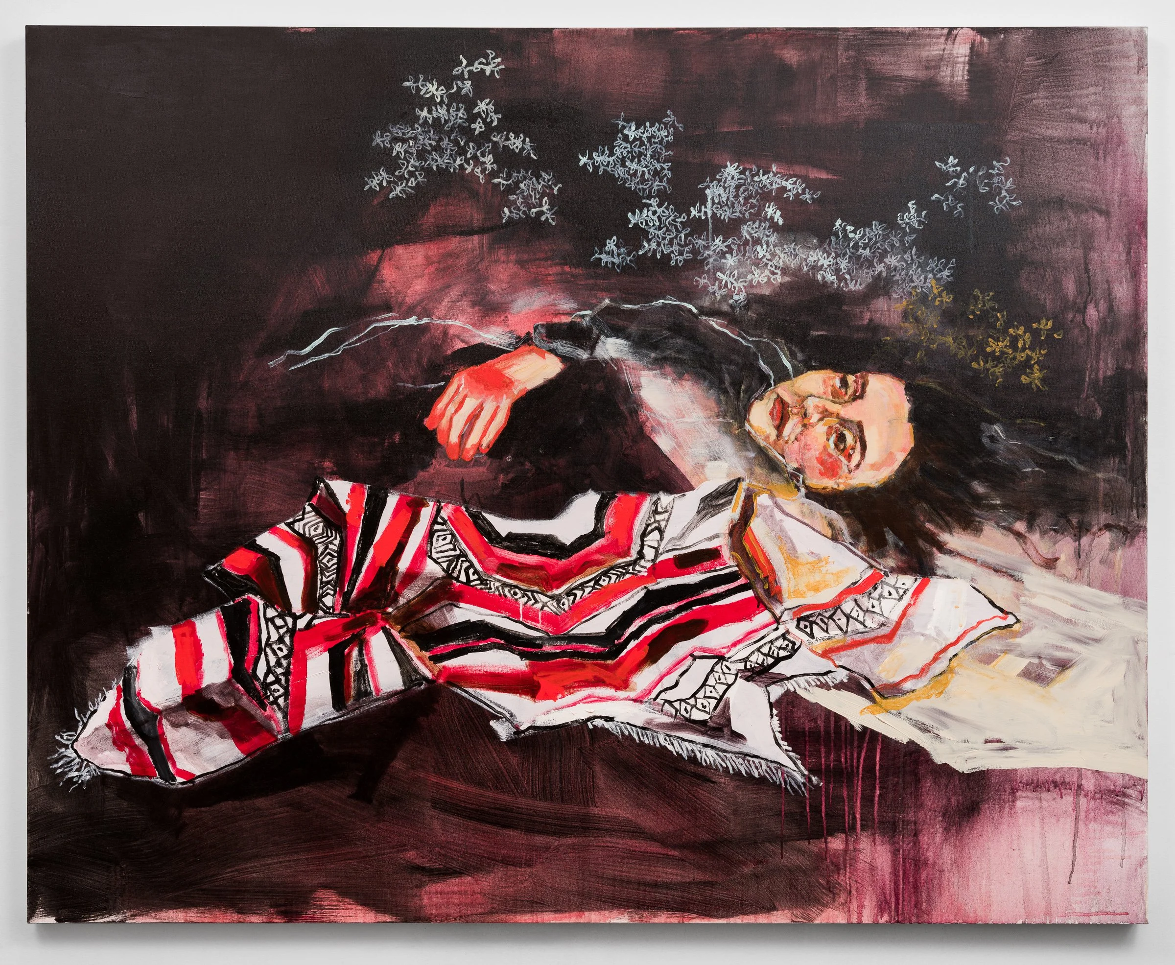 We Fell Asleep in Cold, Damp Grass, 2021, acrylic on canvas, 48 x 60 in