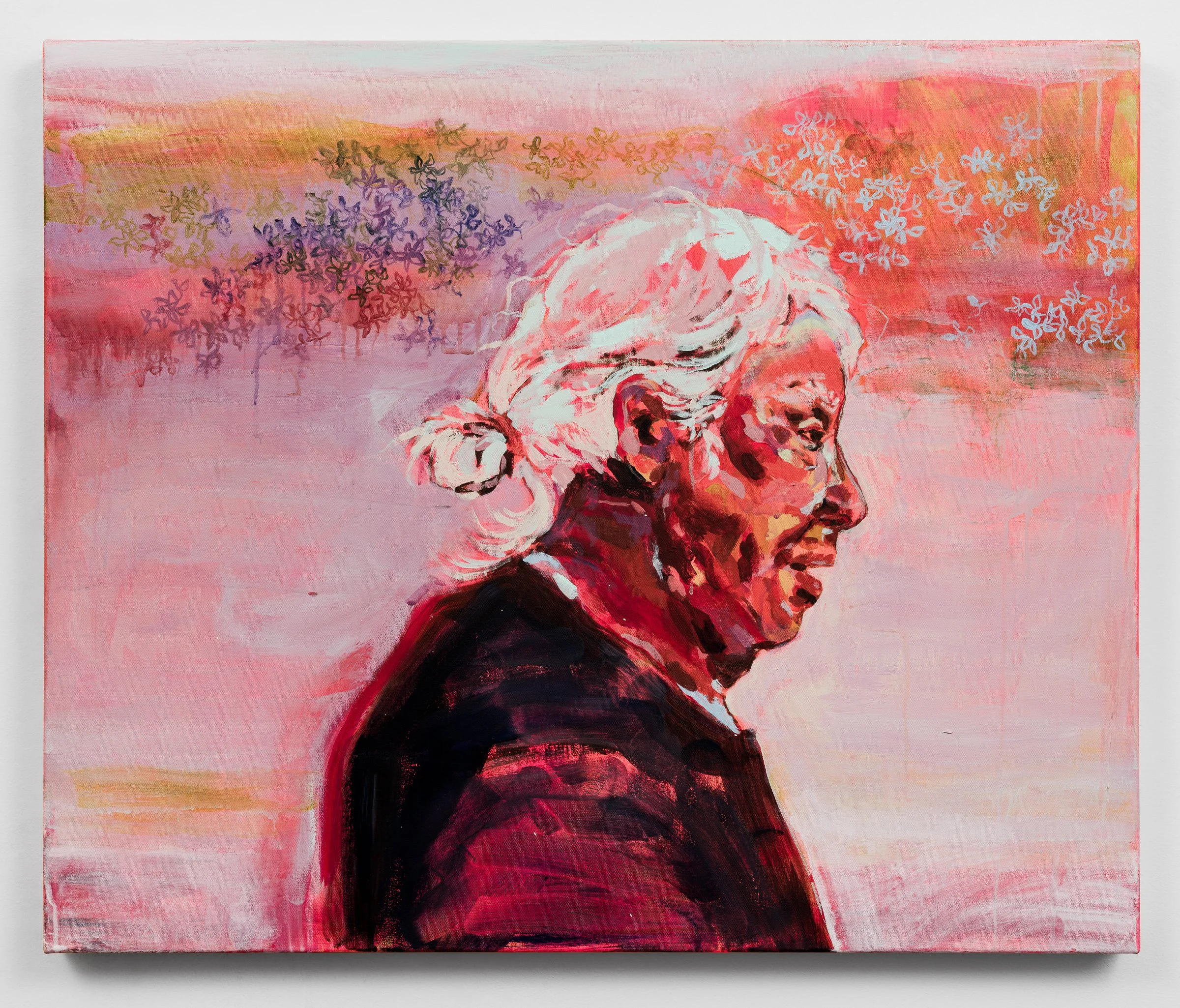 you tell me stories at sunset, 2024, acrylic on canvas, 30 x 40 in