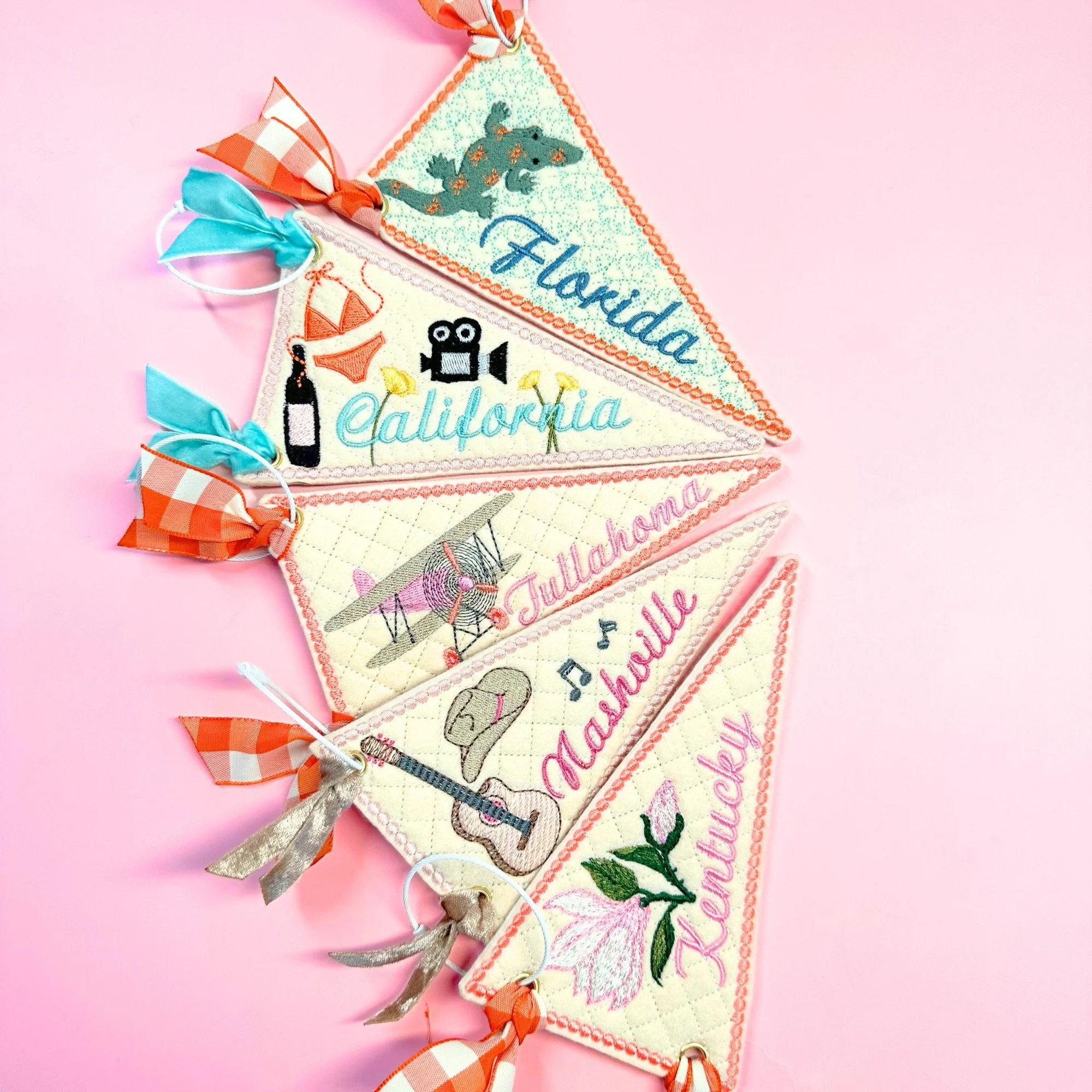 Custom Bag Charm Embroidered Felt Pennant