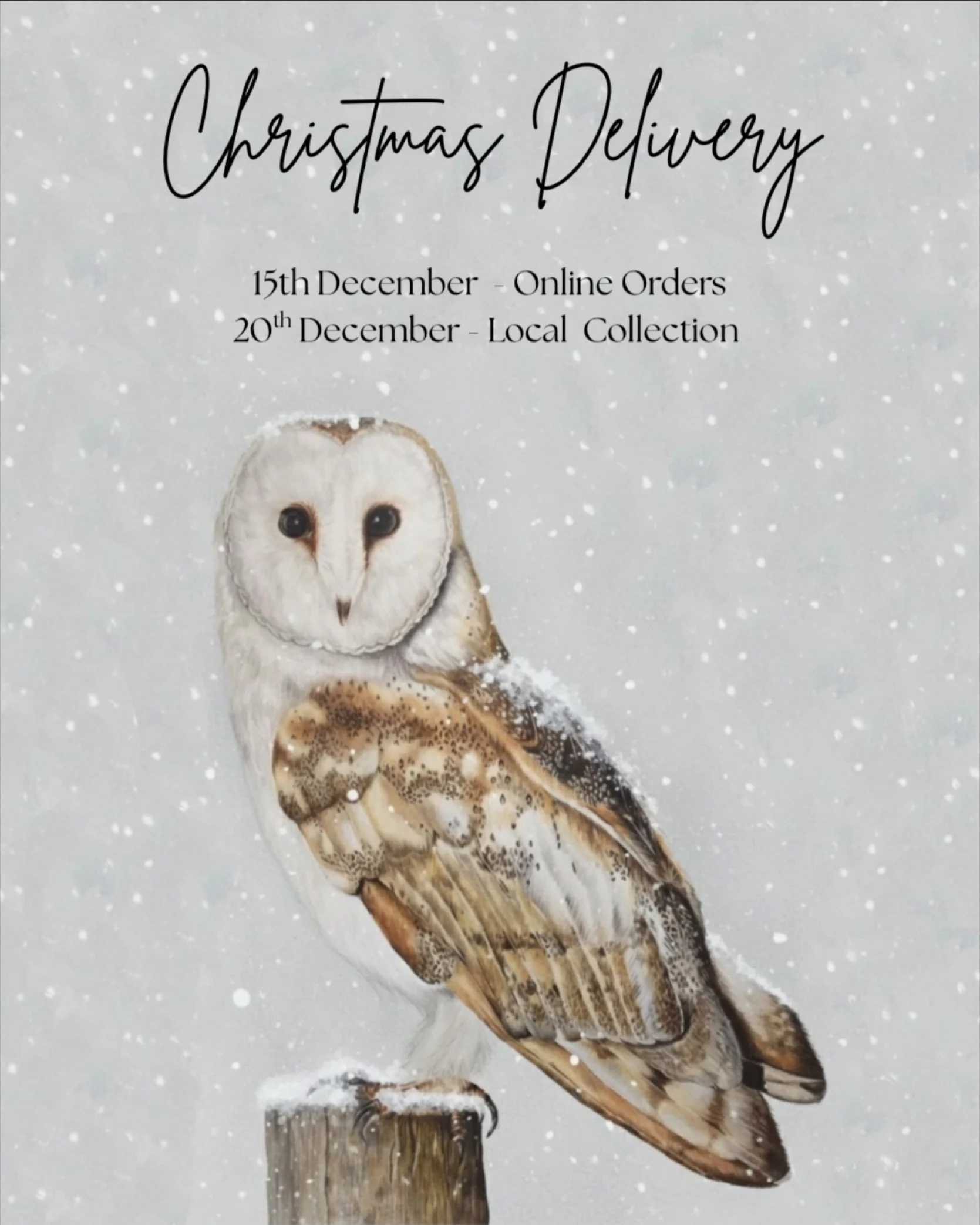 ❄️C H R I S T M A S  D E L I V E R Y  D E A D L I N E S ❄️

Please note that if you wish to order from the website, you need to get order by the end of Monday. If you are local and would like to collect from me, then pop me a message! Thank you all s