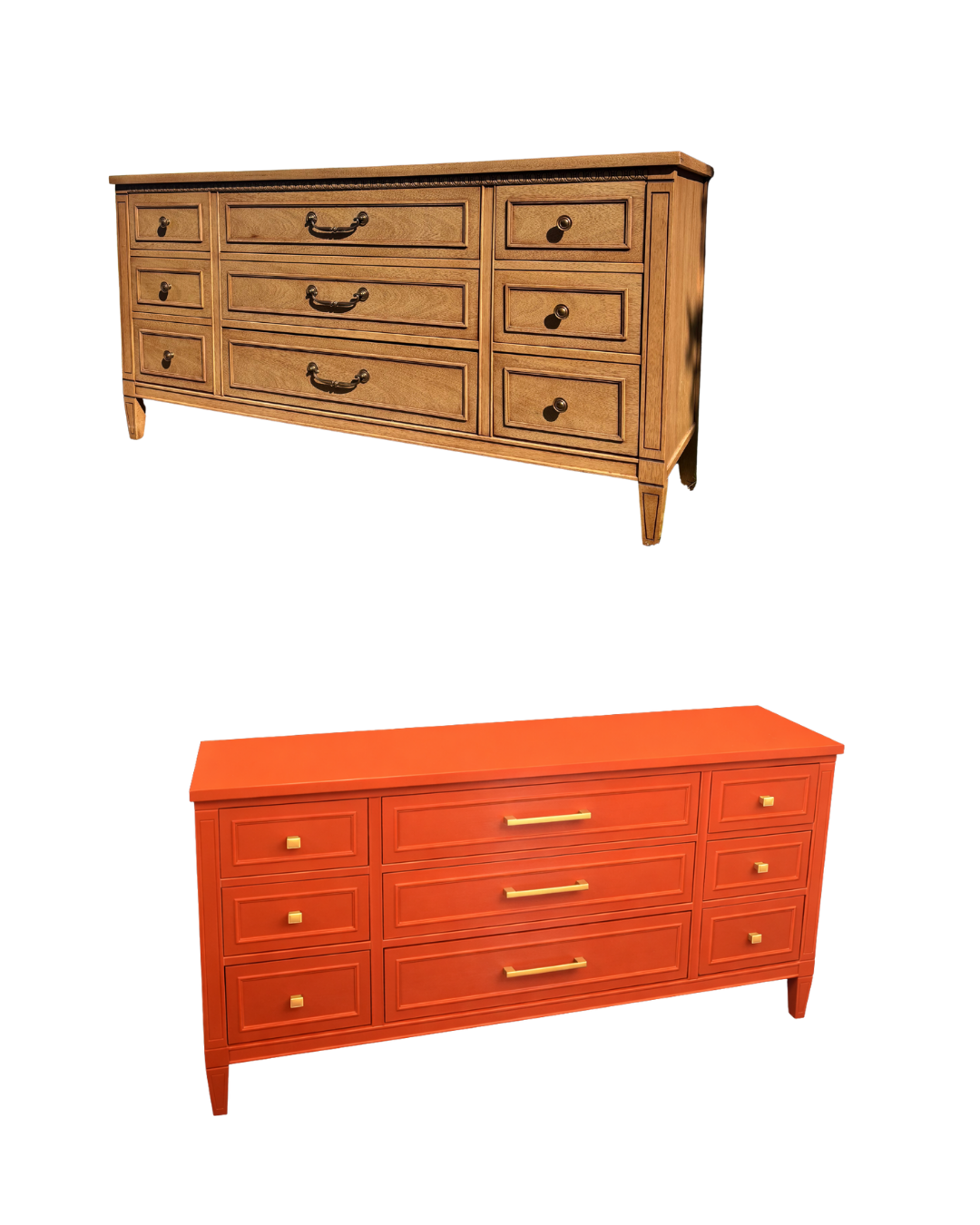 Repurposed dixie dressers, diy, painted furniture, orange, modern dresser, furniture flip
