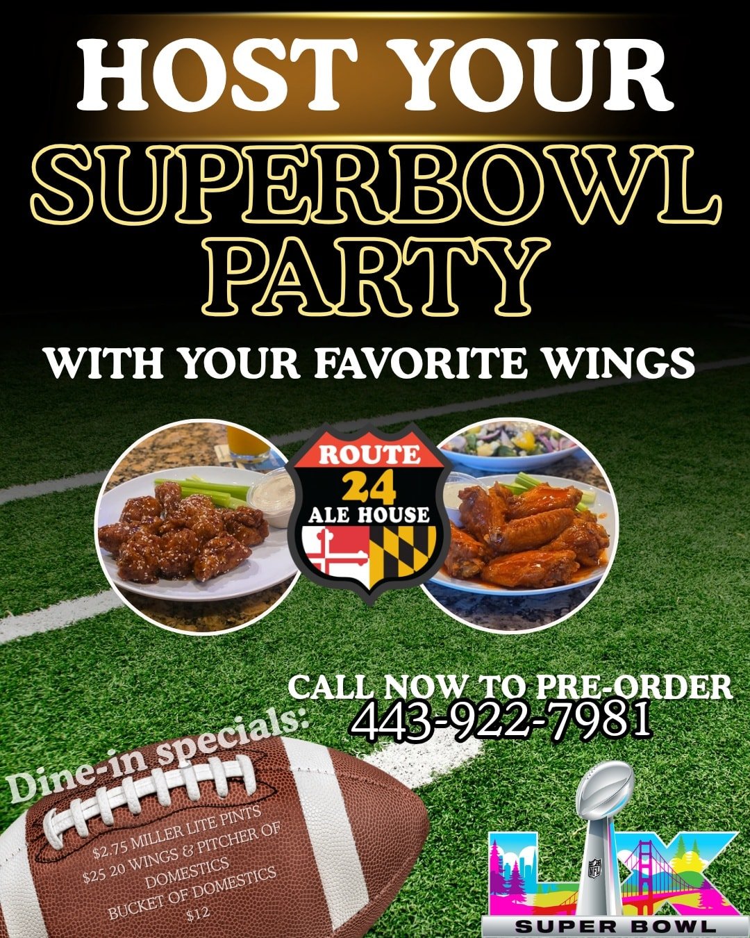 Super Bowl Sunday is almost here! Don&rsquo;t wait till the last minute - get those pre-orders in NOW for the big game 🏆

Hosting at home? We&rsquo;ve got your party covered.
Going out? Come watch with us and let us do the cooking 🙌

🏈 DINE-IN GAM