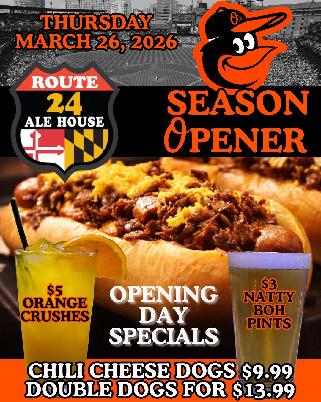 Opening Day is this Thursday! Come in, watch the game, and enjoy some season opener specials.