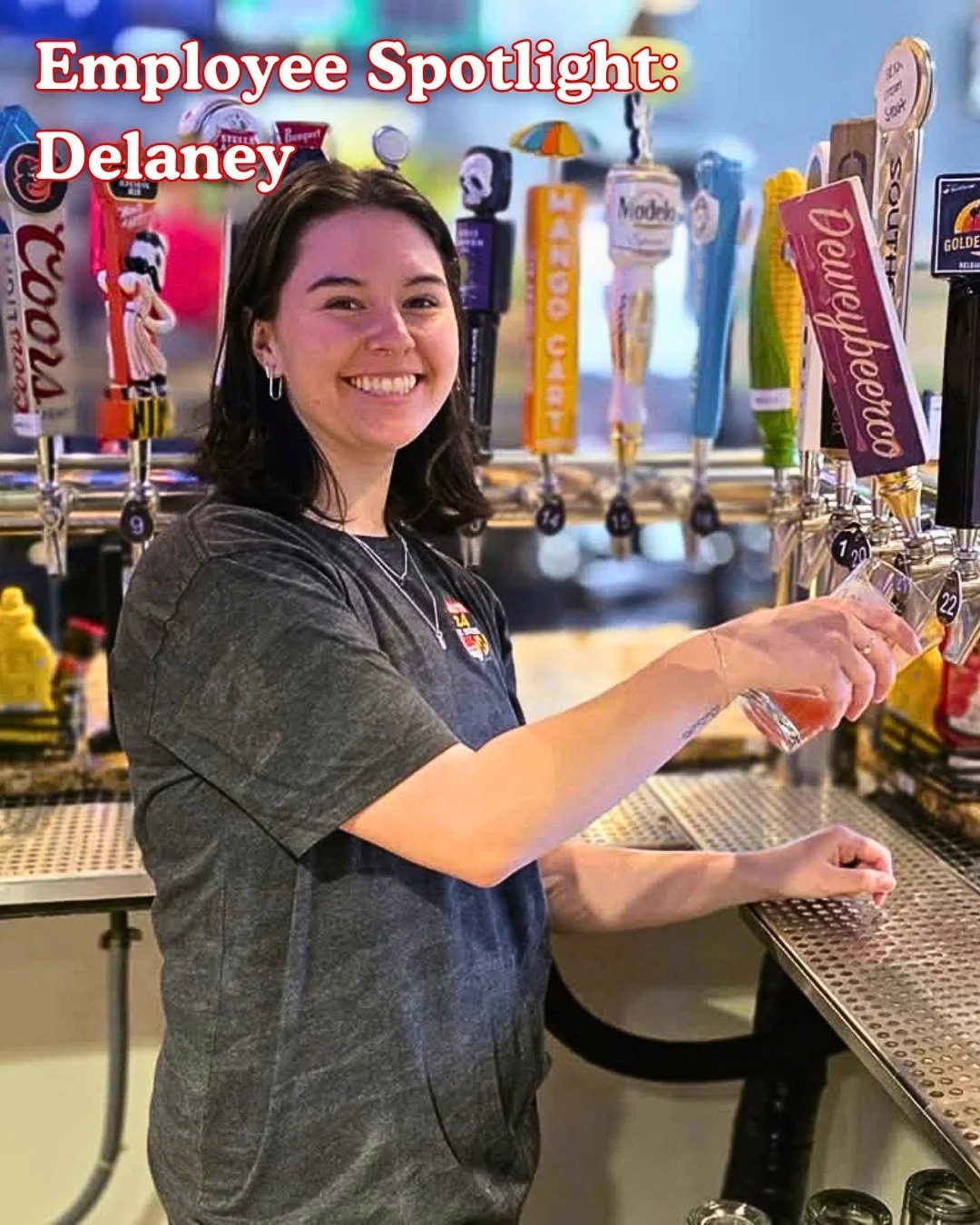 Everyone say hi to Delaney!
She's started with us 5 years ago as a server and has become a bartender since then. Her favorite Route 24 food is buffalo cauliflower!