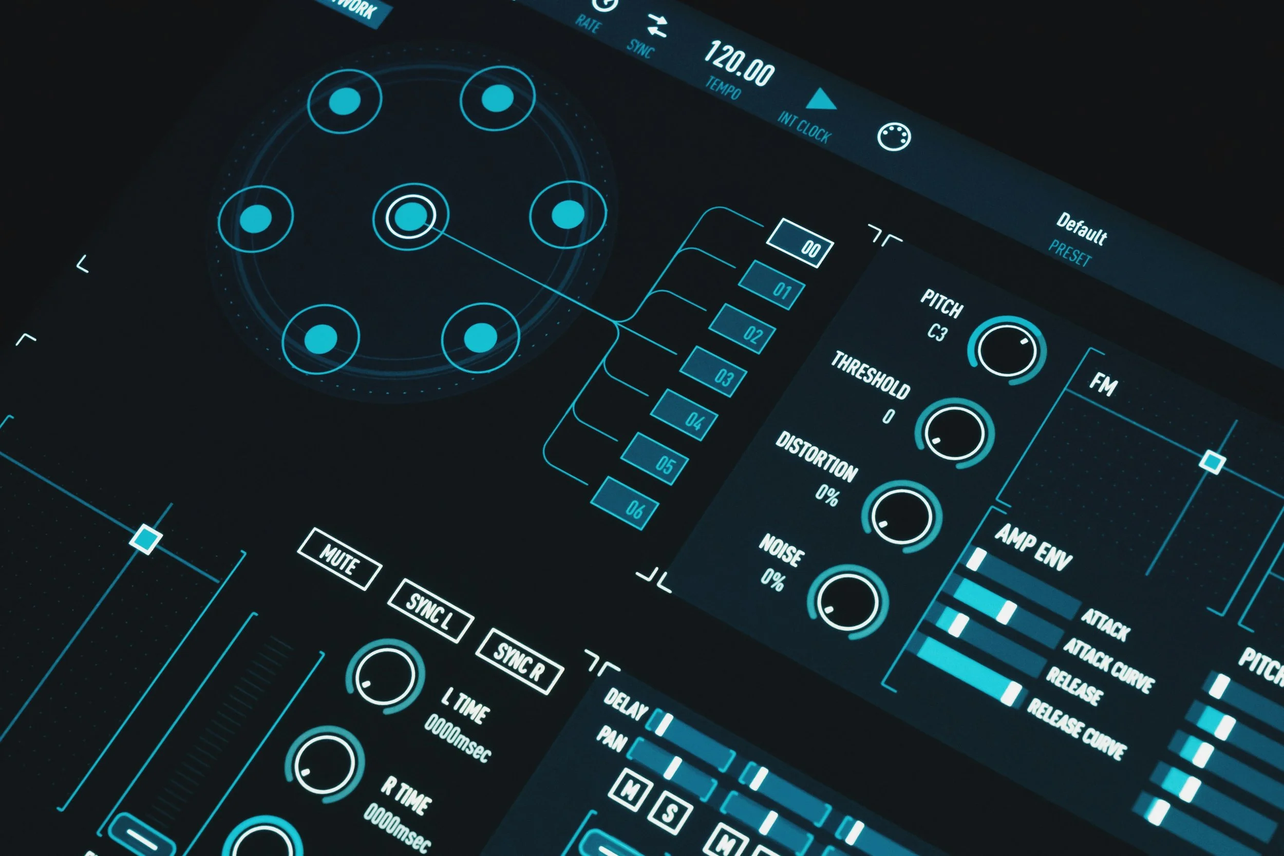 A futuristic blue user interface