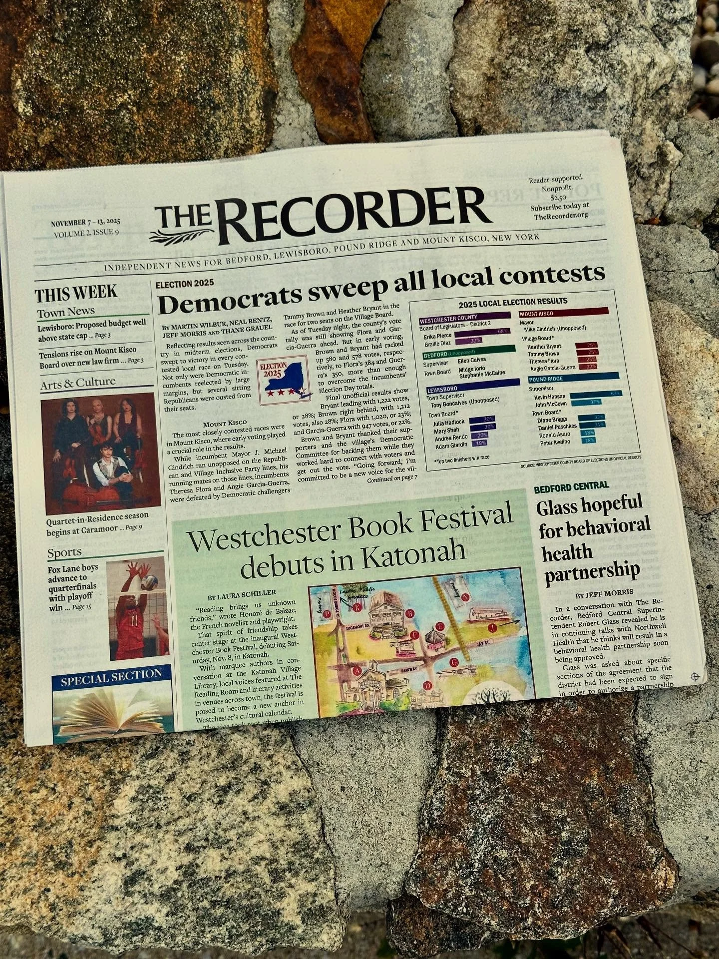 📰 Front page news! 🥳
A huge thank you to The Recorder for featuring us on the front page! Founded just over a year ago to provide local news for Bedford, Lewisboro, Pound Ridge and Mount Kisco &mdash; sharing the voices, moments, and milestones tha